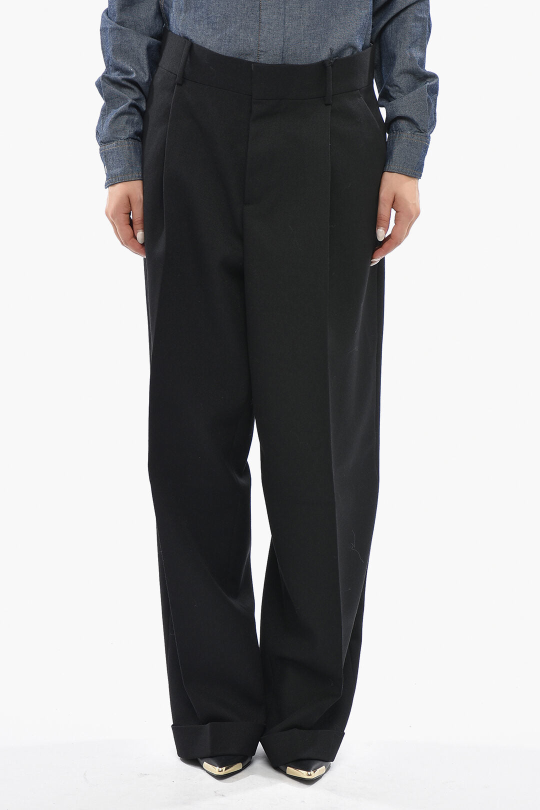Dsquared2 1500~Virgin Wool Wide-Leg Trousers