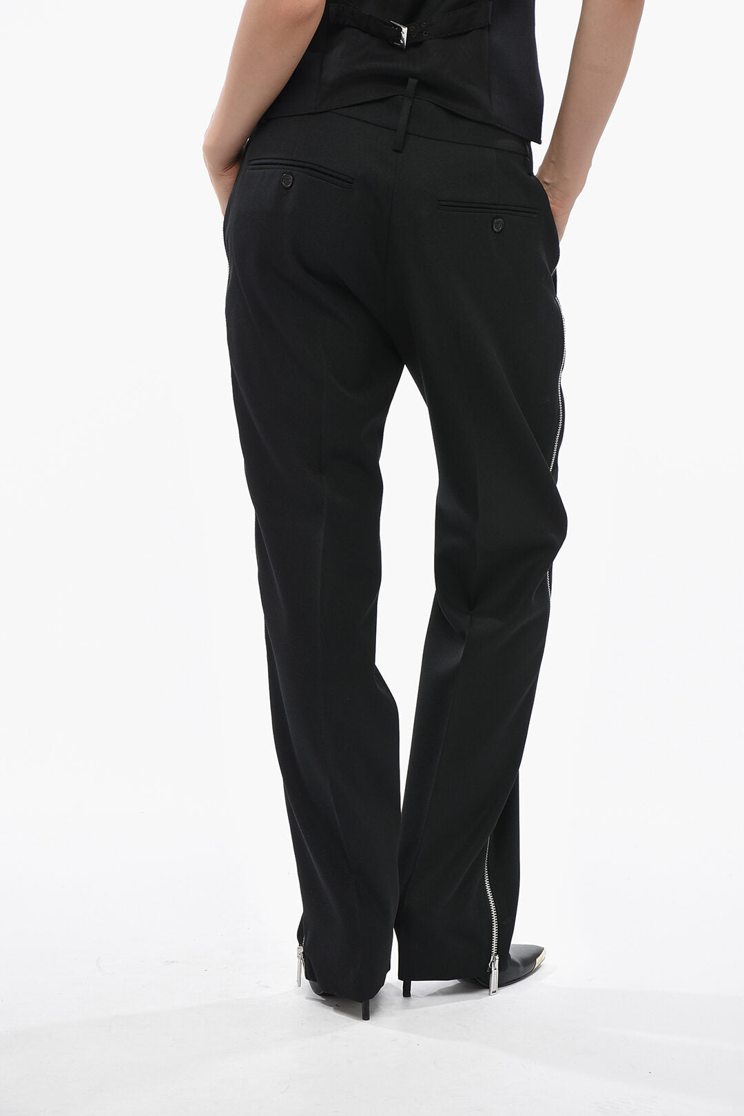 Dsquared2 1500~Wide-Leg Virgin Wool Blend Jeans