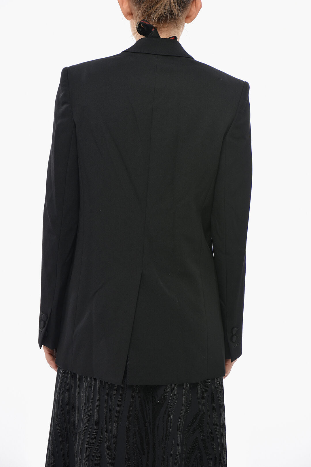 Stella McCartney 1500~Wool Double-Breasted Blazer LUISA with Peak Lapel and Embroidered Ribbon