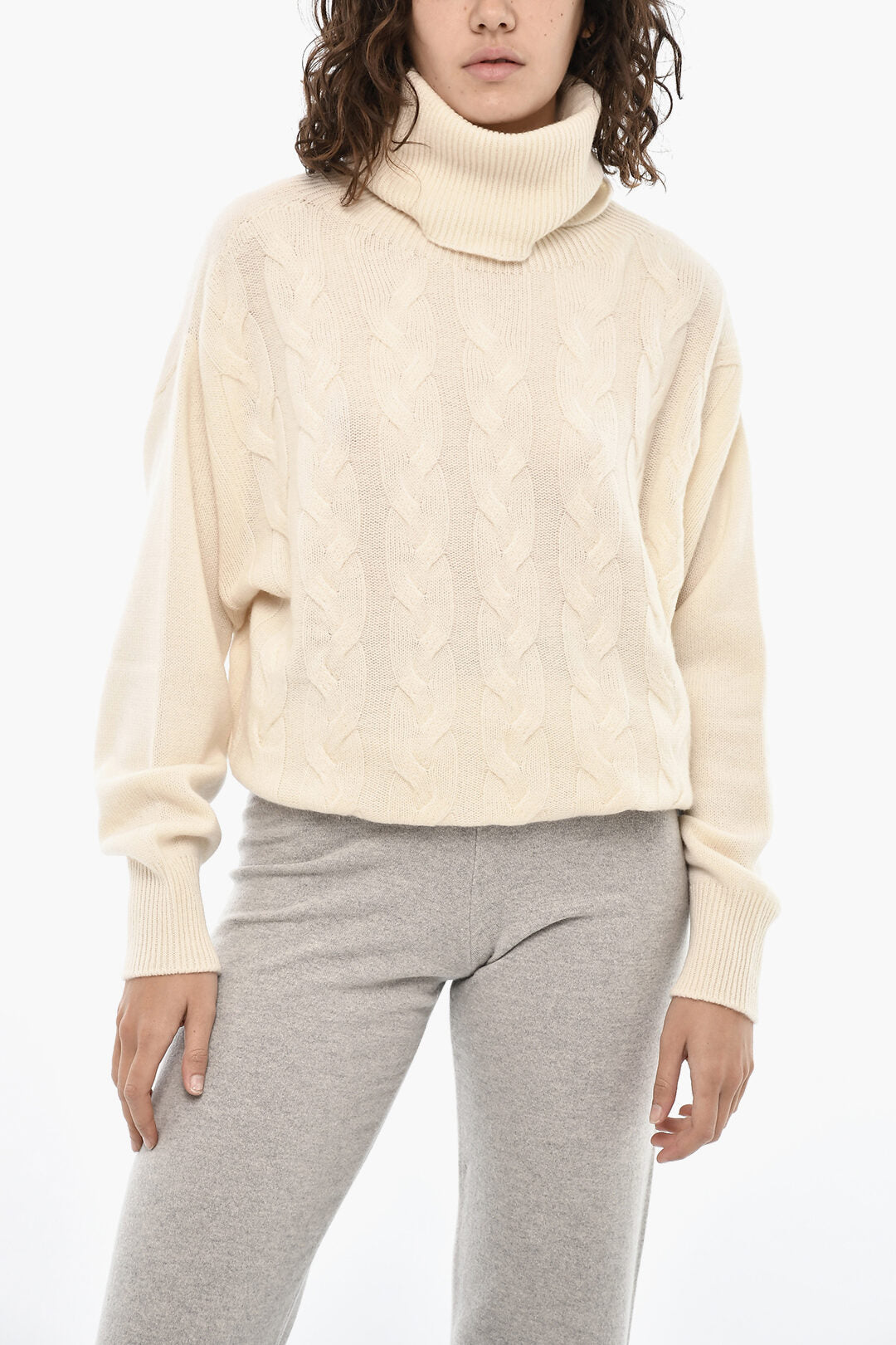 Woolrich 2405~Cashmere Turtleneck Sweater with Aran Pattern