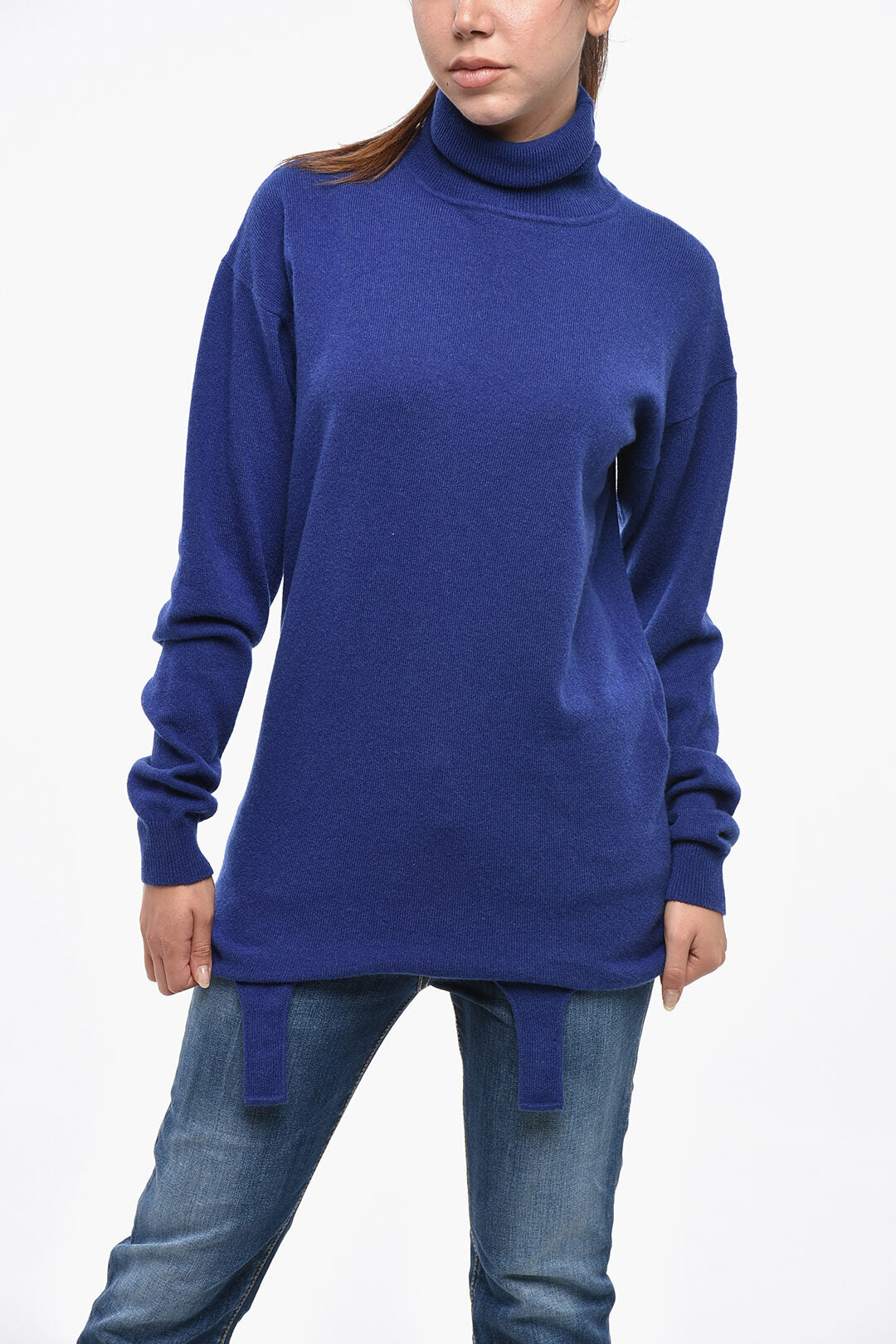 Saint Laurent 2405~Cashmere Turtleneck Sweater with Garter Straps