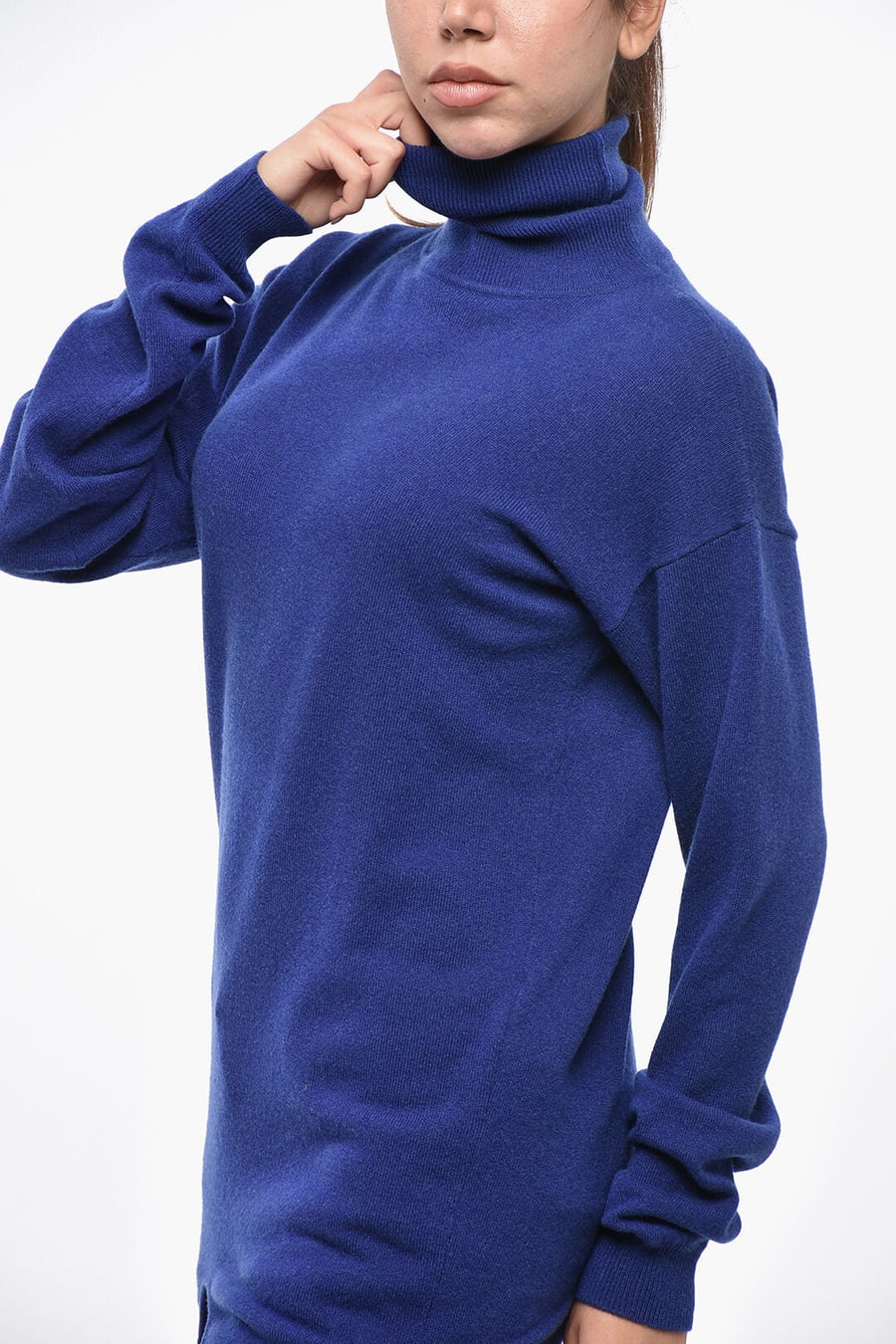 Saint Laurent 2405~Cashmere Turtleneck Sweater with Garter Straps, view 2