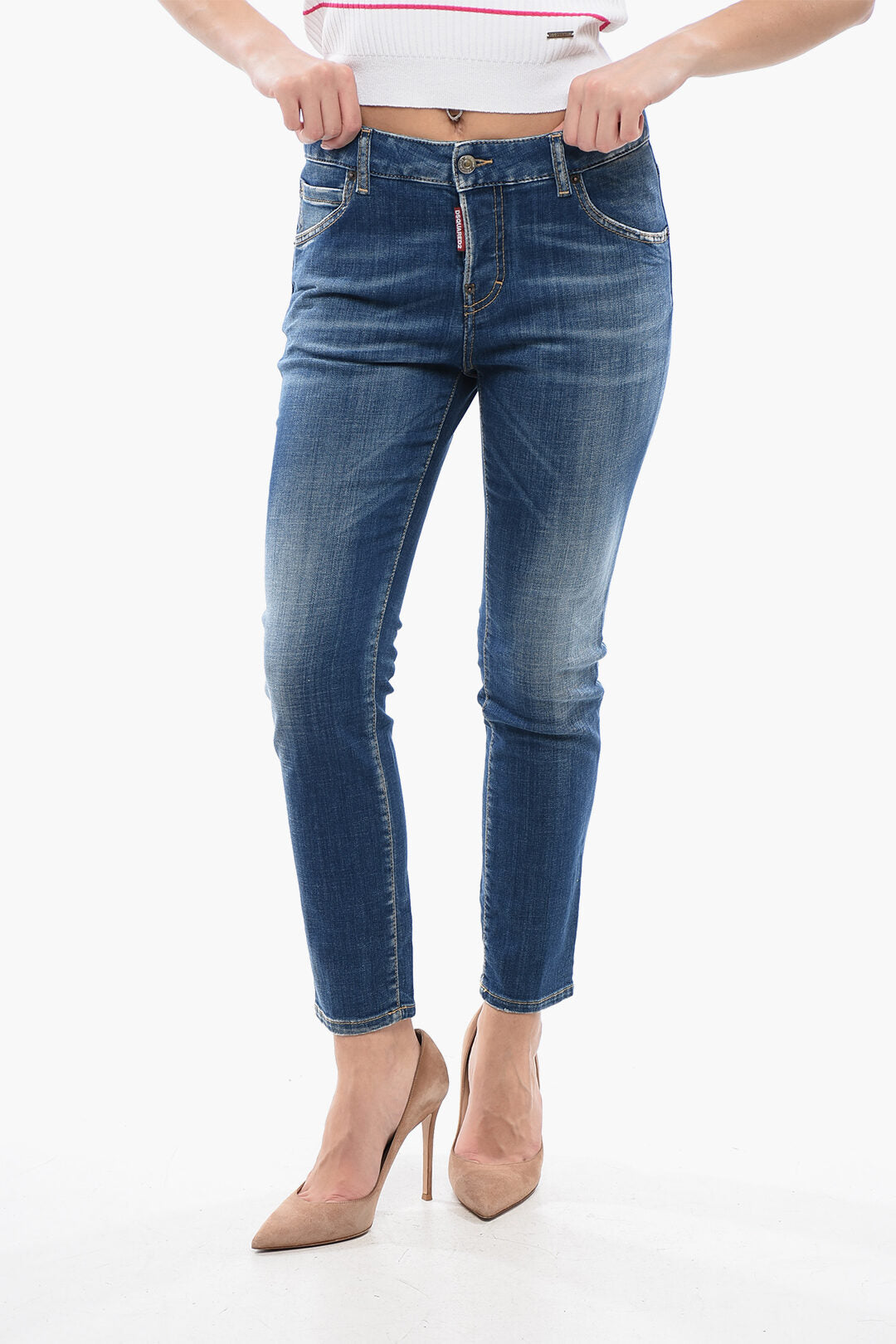 Dsquared2 2405~Cool Girl Fit Jeans with Mid Wash 15cm