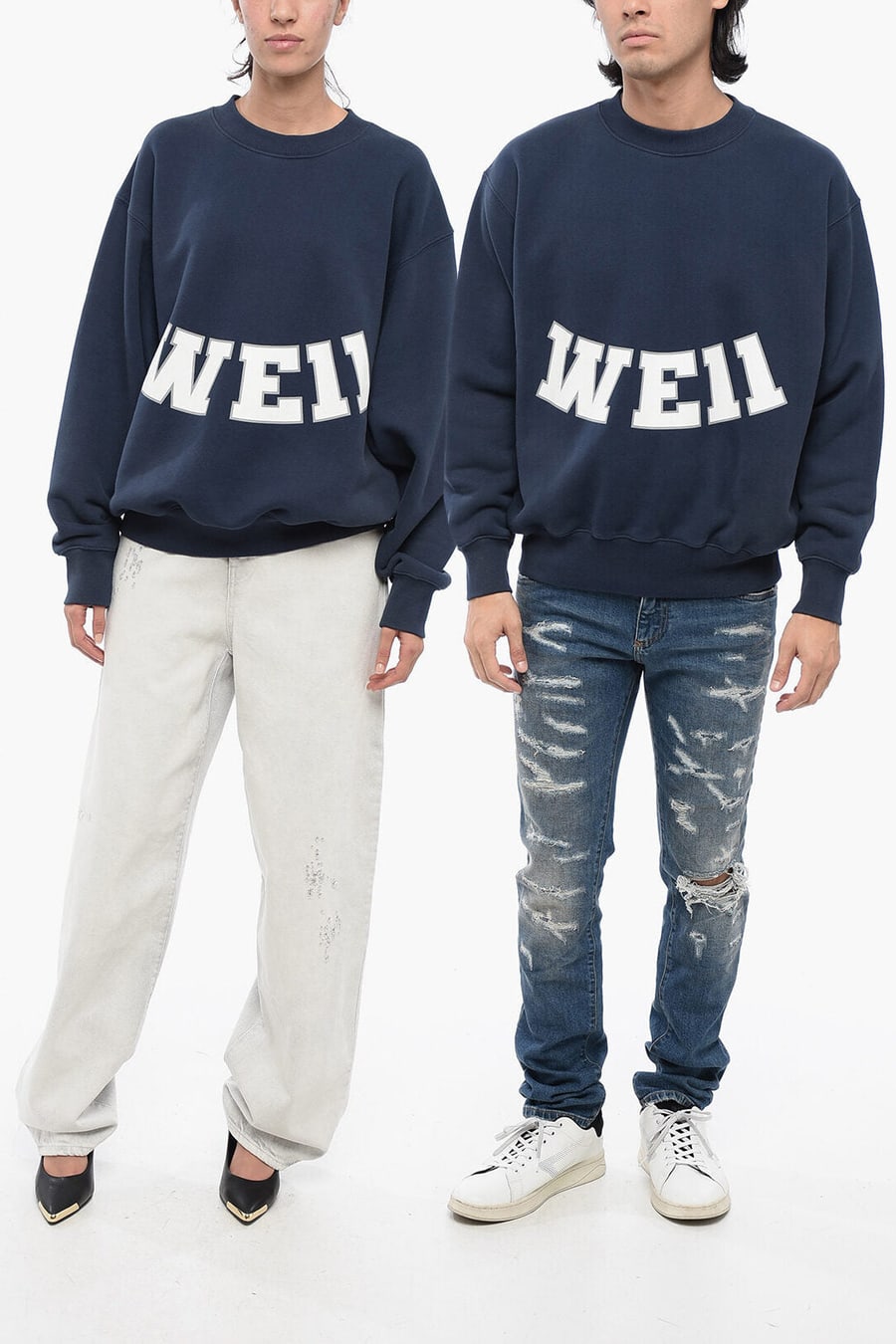 We11done 2405~Crewneck Sweatshirt UNISEX OLD SCHOOL Cotton Oversized