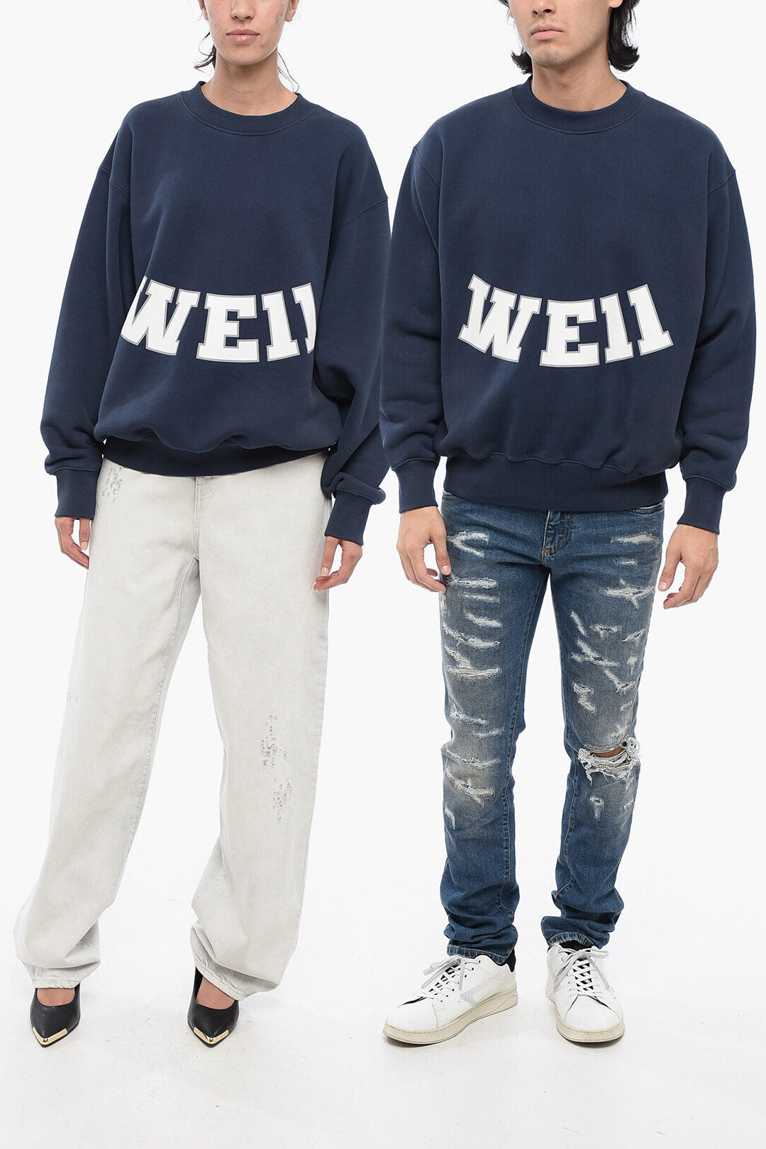 We11done 2405~Crewneck Sweatshirt UNISEX OLD SCHOOL Cotton Oversized