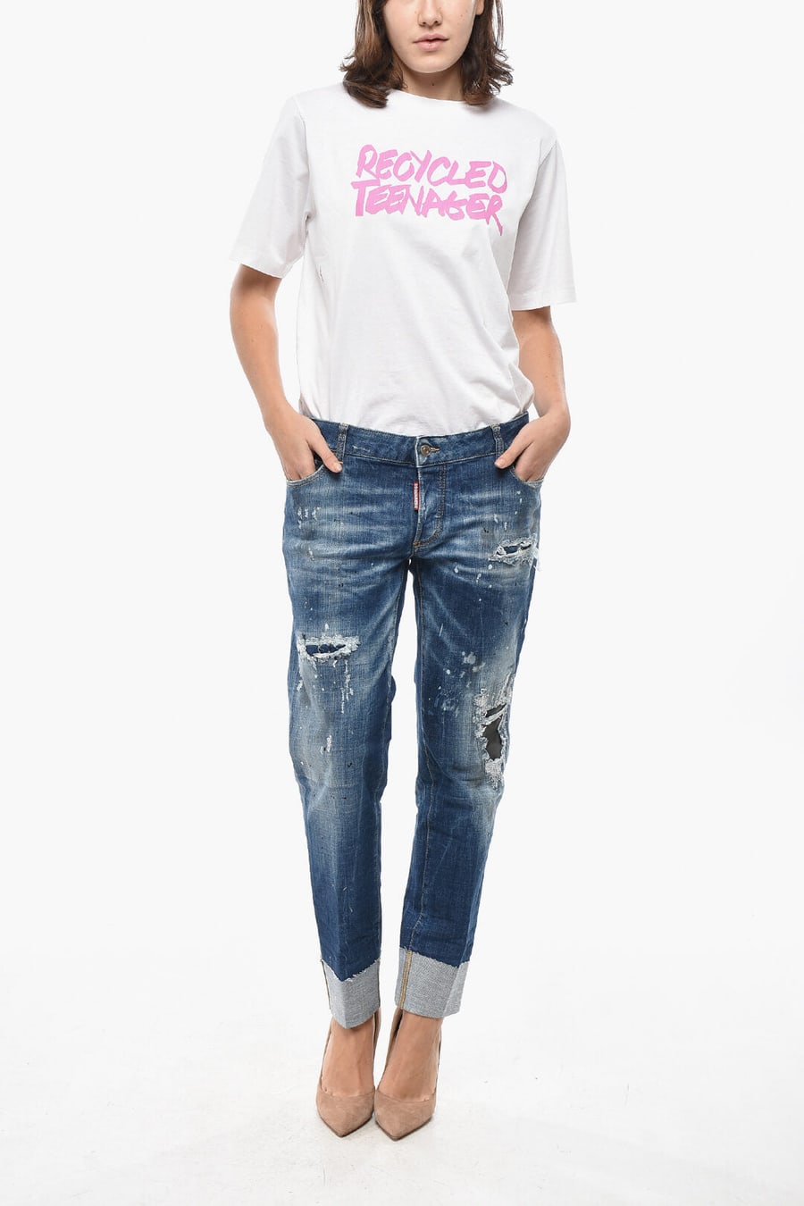 Dsquared2 2405~Cropped-Fit Jeans JENNIFER Vintage-Effect 16cm, view 3