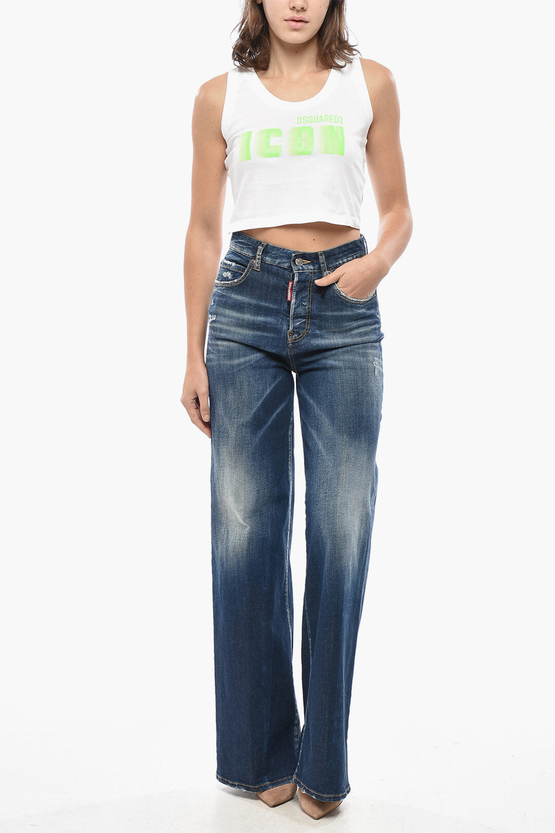Dsquared2 2405~Denim Wide-Leg Traveller-Fit Jeans Dark Wash 30cm