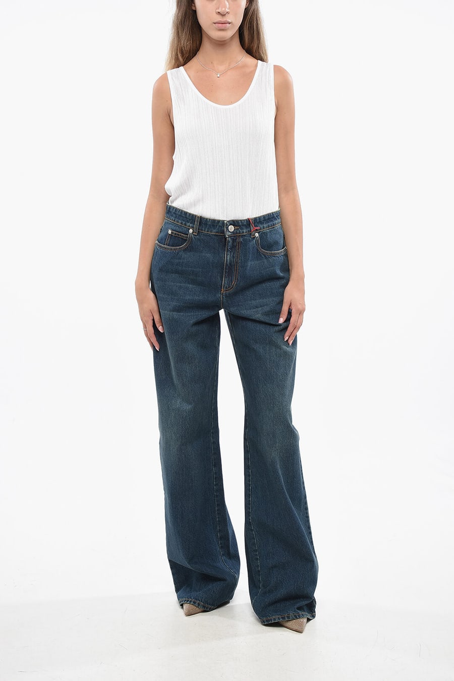 Alexander McQueen 2405~High-Waist Wide-Leg Jeans