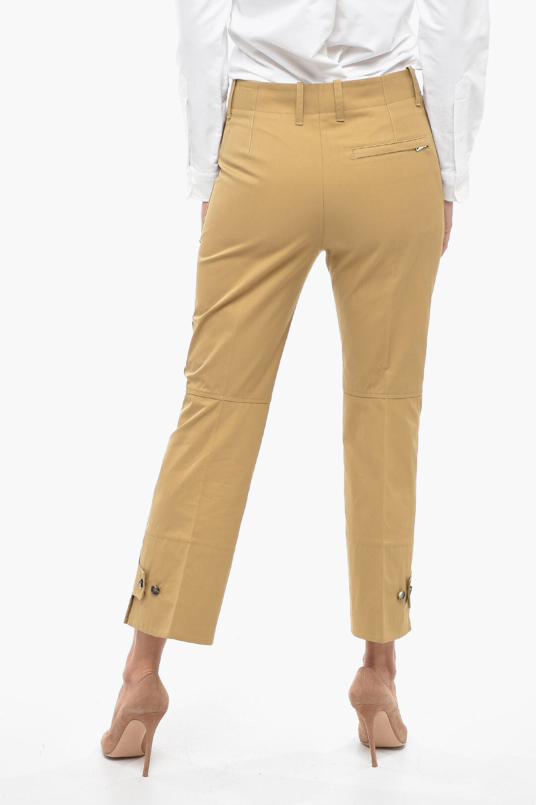 Bottega Veneta 2405~One-Pleat Cotton Tapered Trousers, view 2