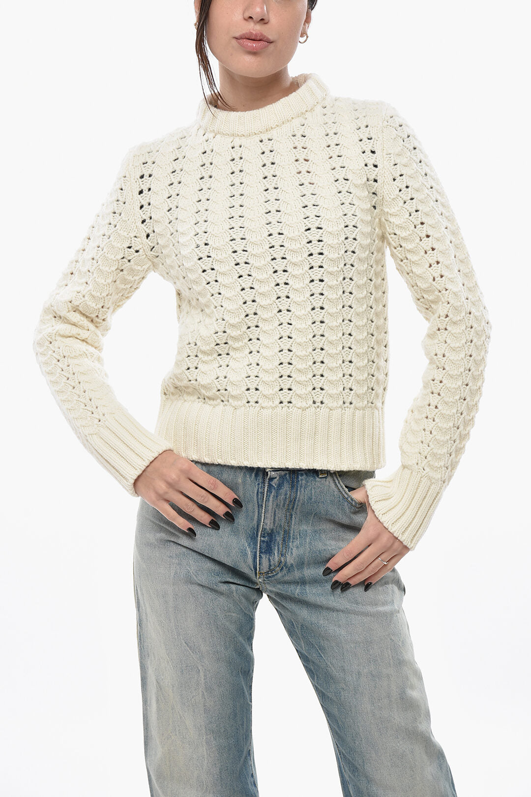 Aspesi 2405~Openwork Wool Crewneck Sweater