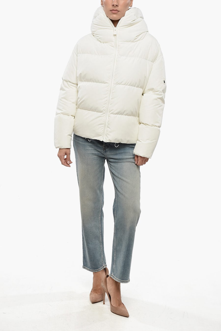 Bacon 2405~Quilted Down Jacket CLOUD with Front Zip, view 2