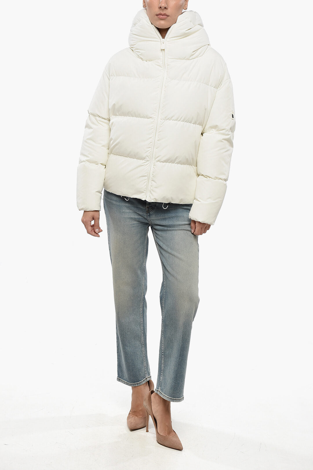 Bacon 2405~Quilted Down Jacket CLOUD with Front Zip, view 2