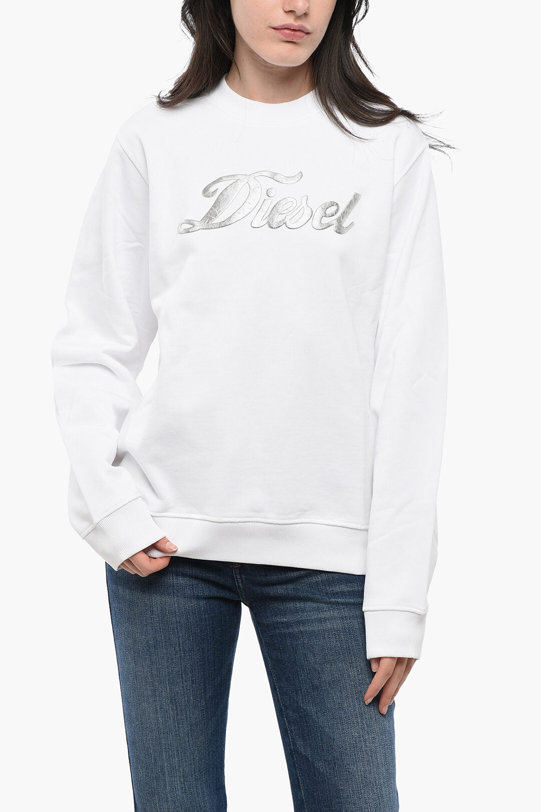 Diesel 2405~RED TAG Brushed Cotton Sweatshirt with Lamé Print