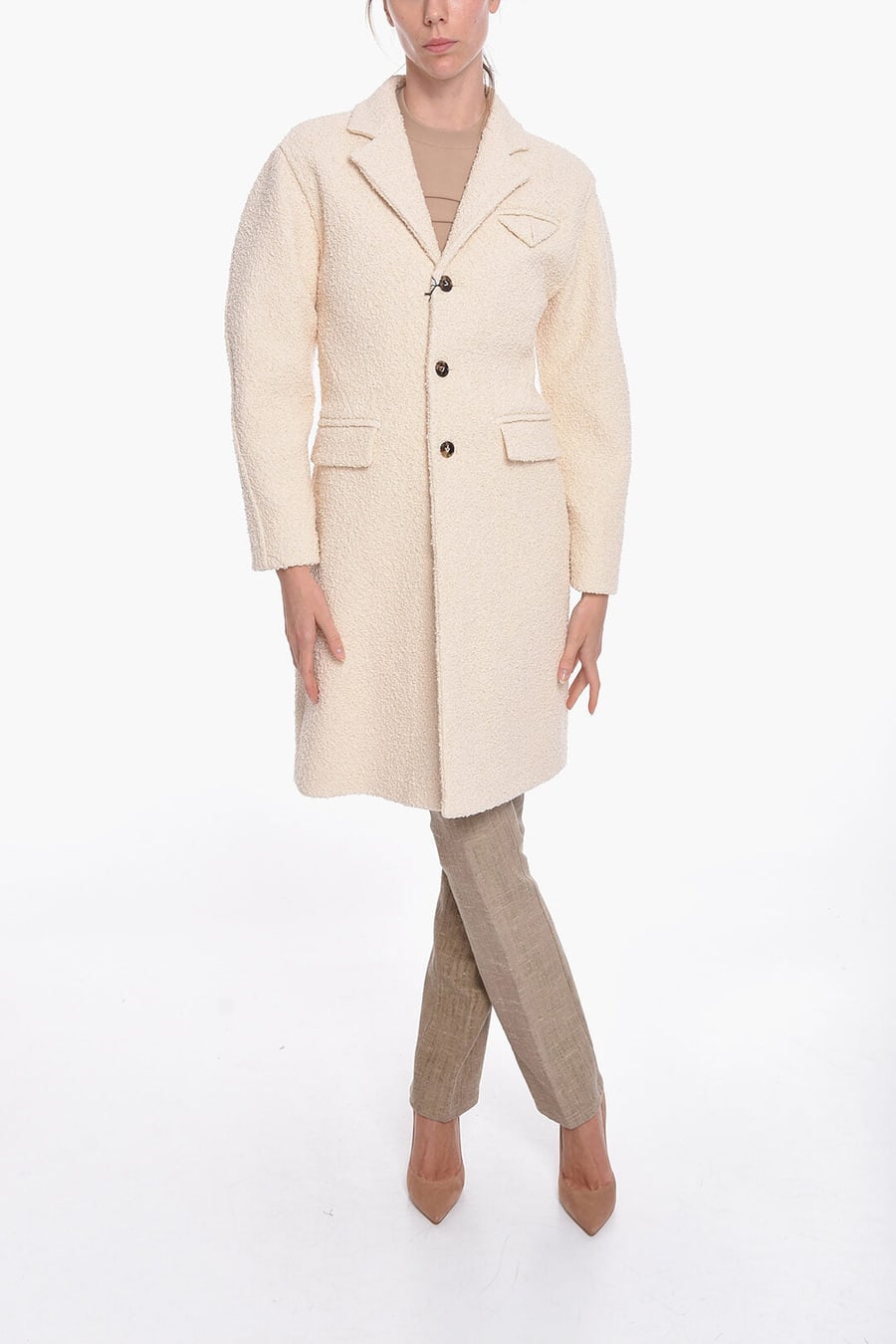 Bottega Veneta 2405~Stretch Cotton Bouclé Single-Breasted Coat, view 4