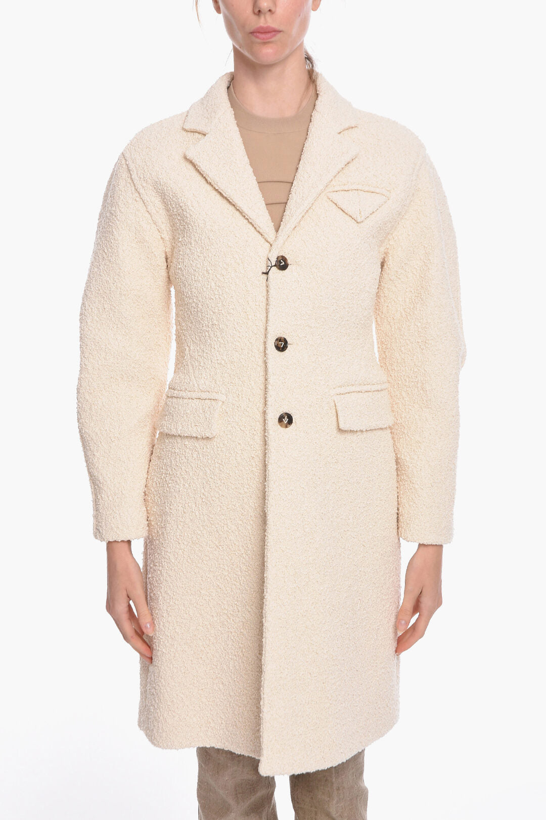 Bottega Veneta 2405~Stretch Cotton Bouclé Single-Breasted Coat
