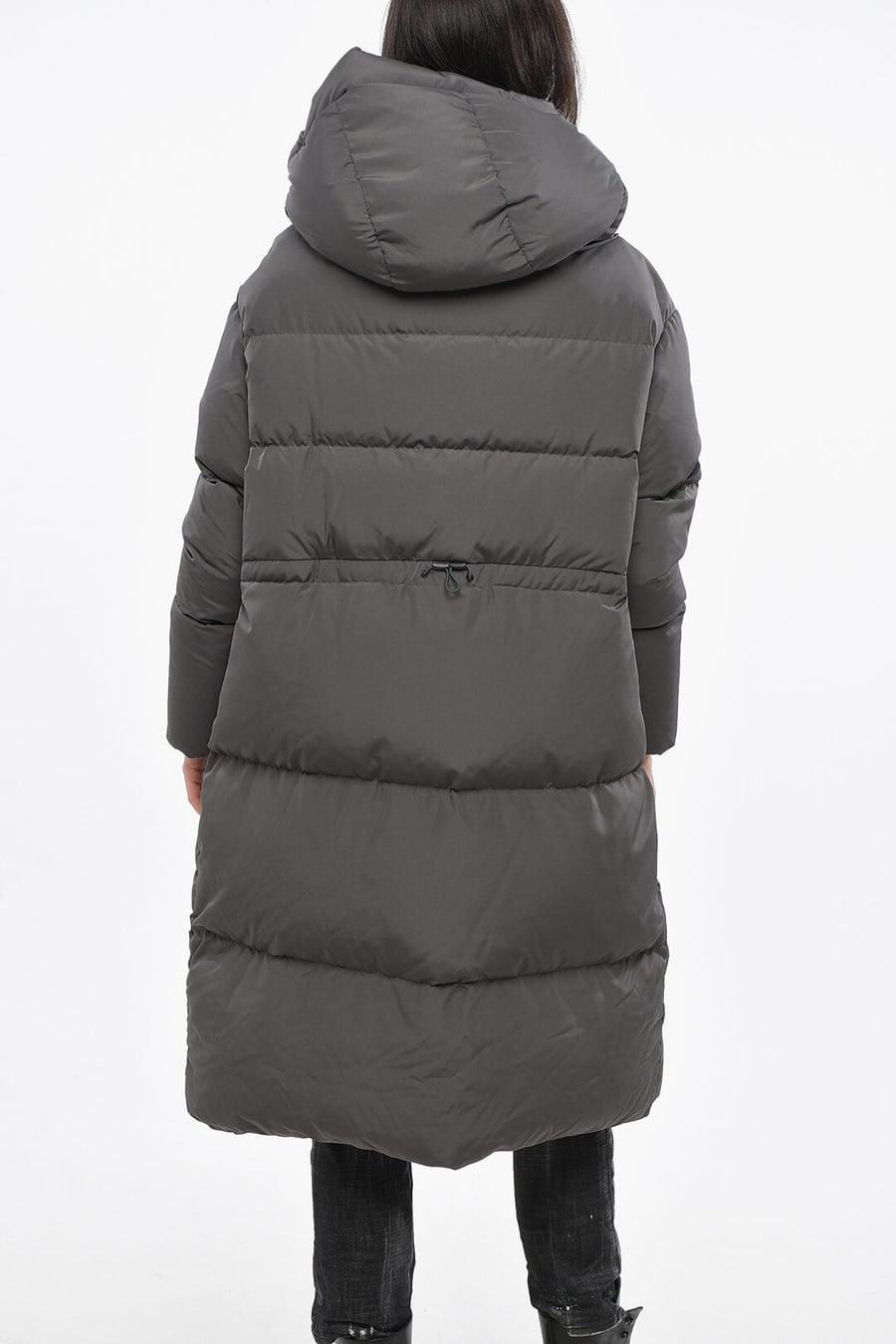Bacon 2470~Long Down Jacket CLOUD105 with Hood and Adjustable Drawstrings, view 2