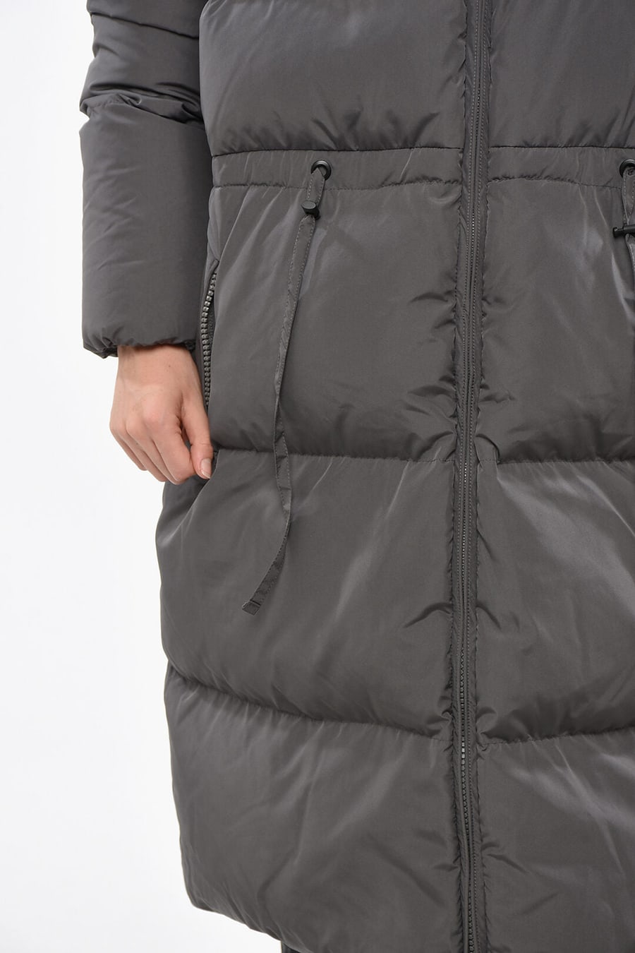 Bacon 2470~Long Down Jacket CLOUD105 with Hood and Adjustable Drawstrings, view 3