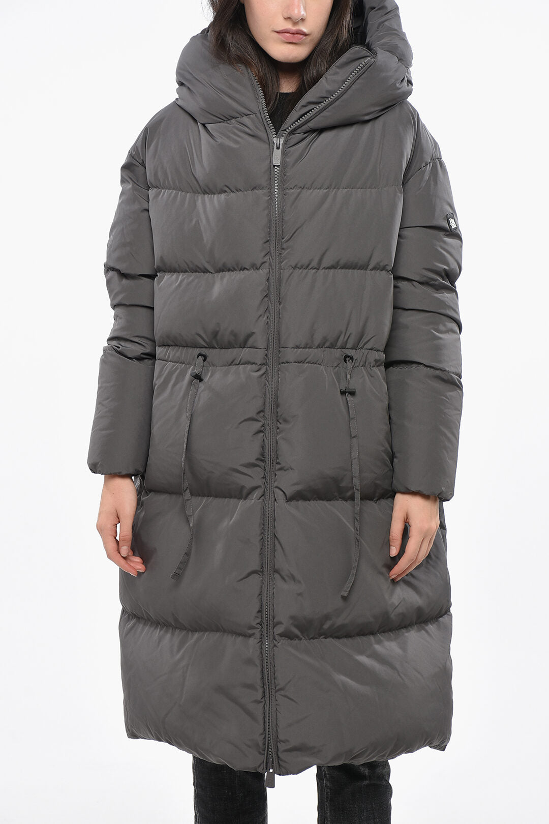 Bacon 2470~Long Down Jacket CLOUD105 with Hood and Adjustable Drawstrings
