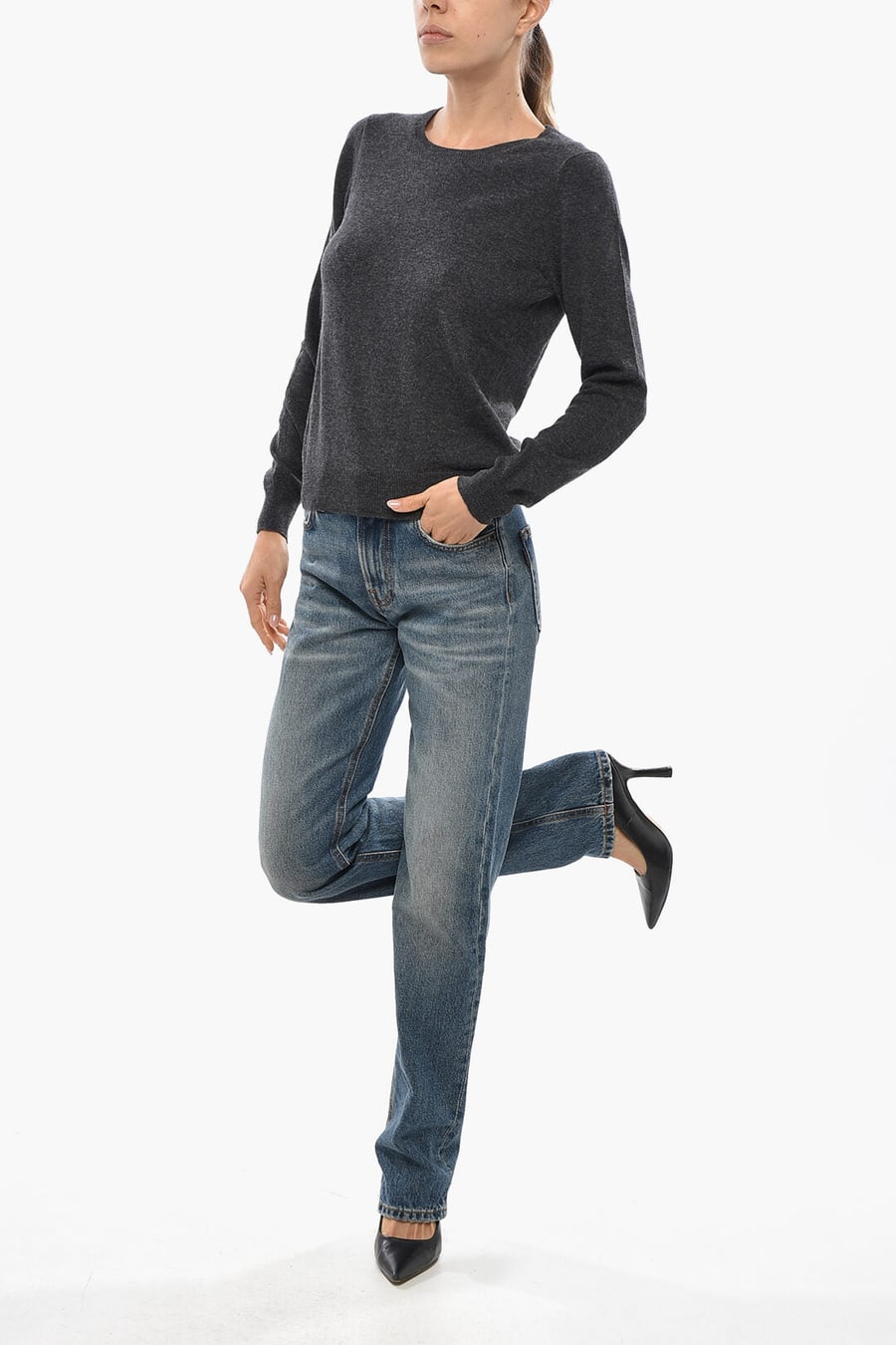 Malo 2470~Virgin Wool and Cashmere Crewneck Sweater, view 4