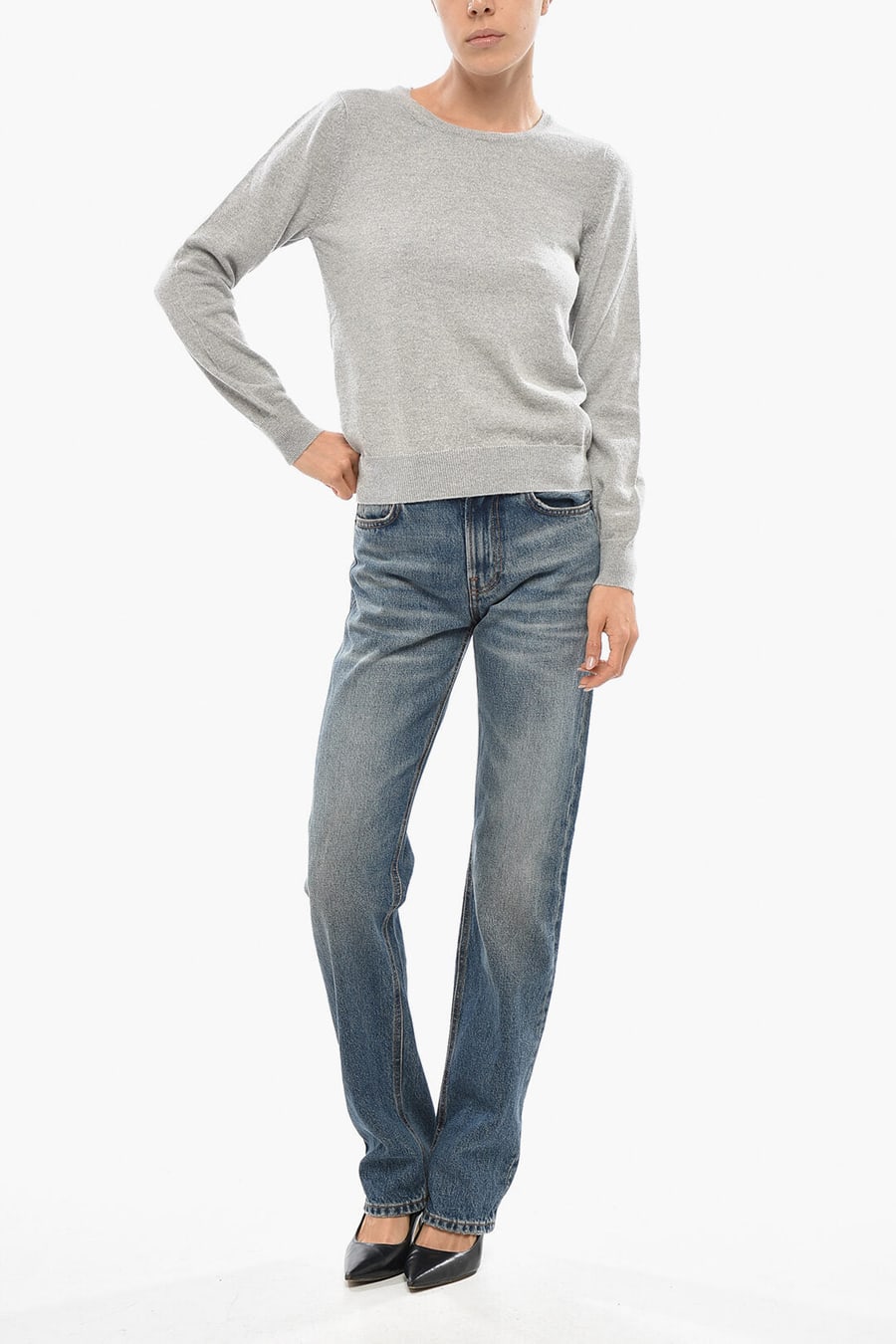 Malo 2470~Wool and Cashmere Crewneck Sweater, view 4