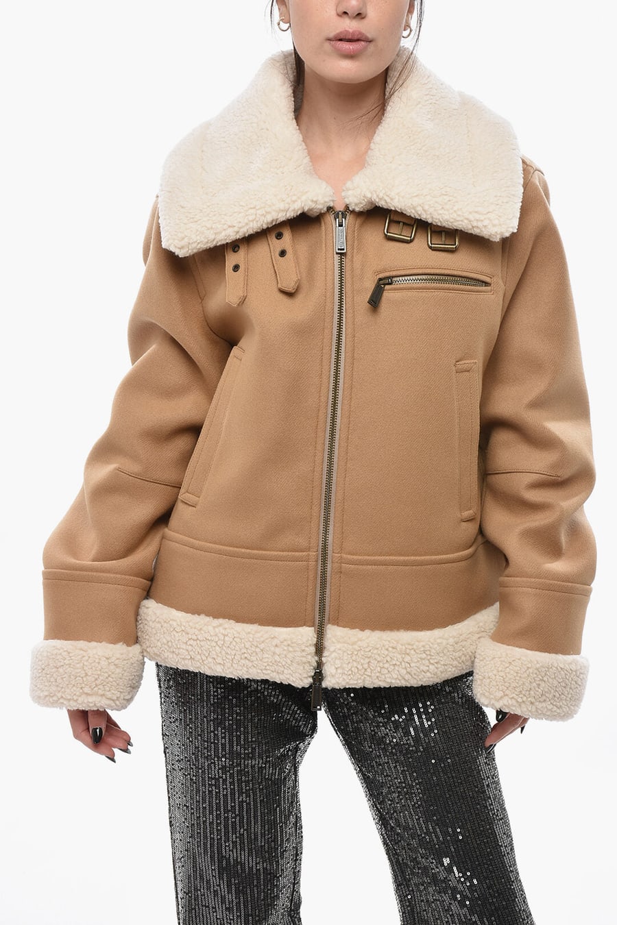 Dsquared2 2500~Eco-Shearling Jacket with Front Zip