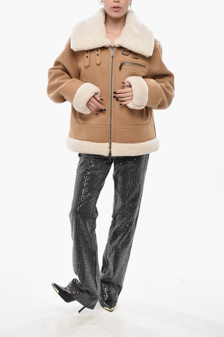 Dsquared2 2500~Eco-Shearling Jacket with Front Zip, view 4