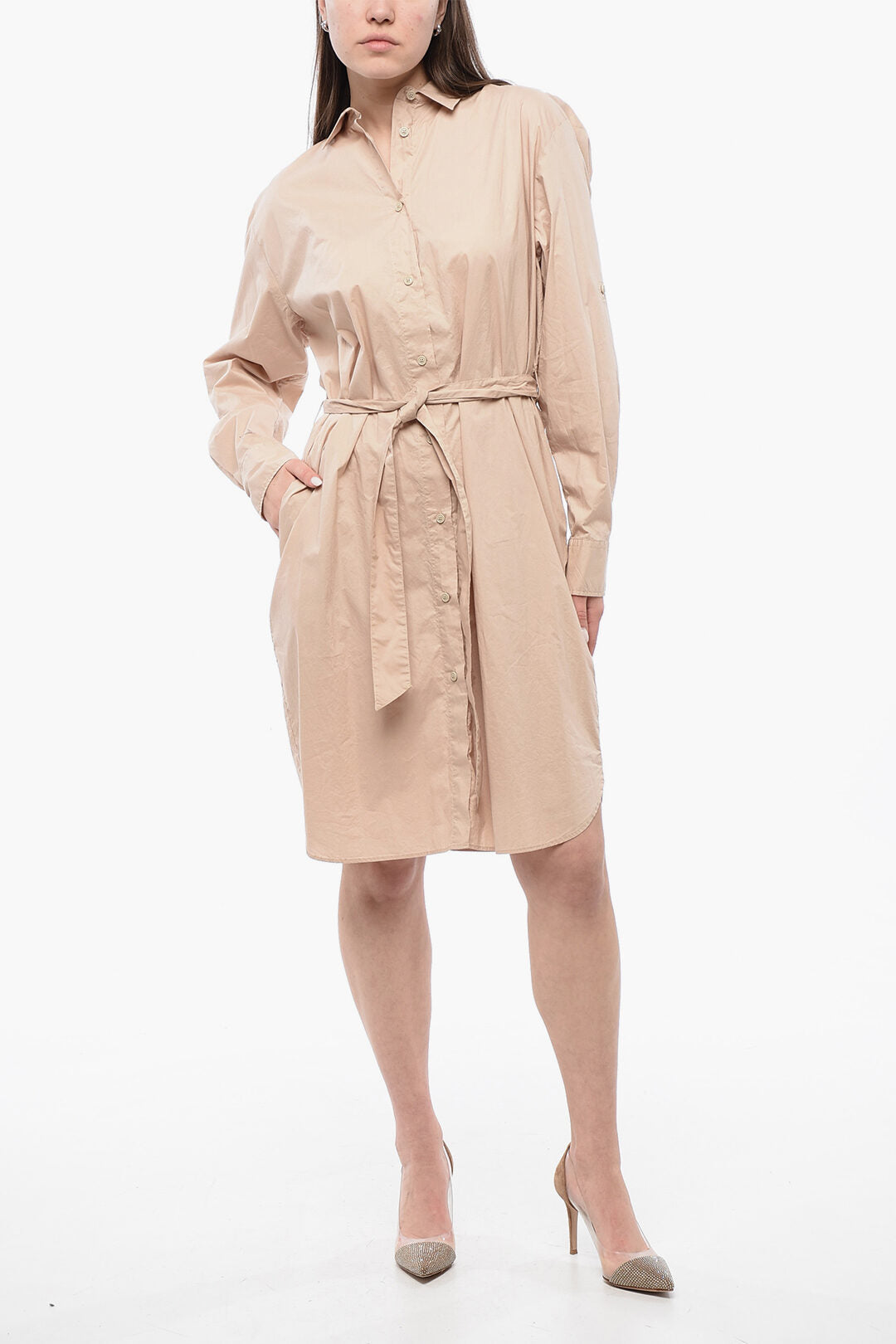 Woolrich 2500~Long-Sleeve Shirt Dress with Belt