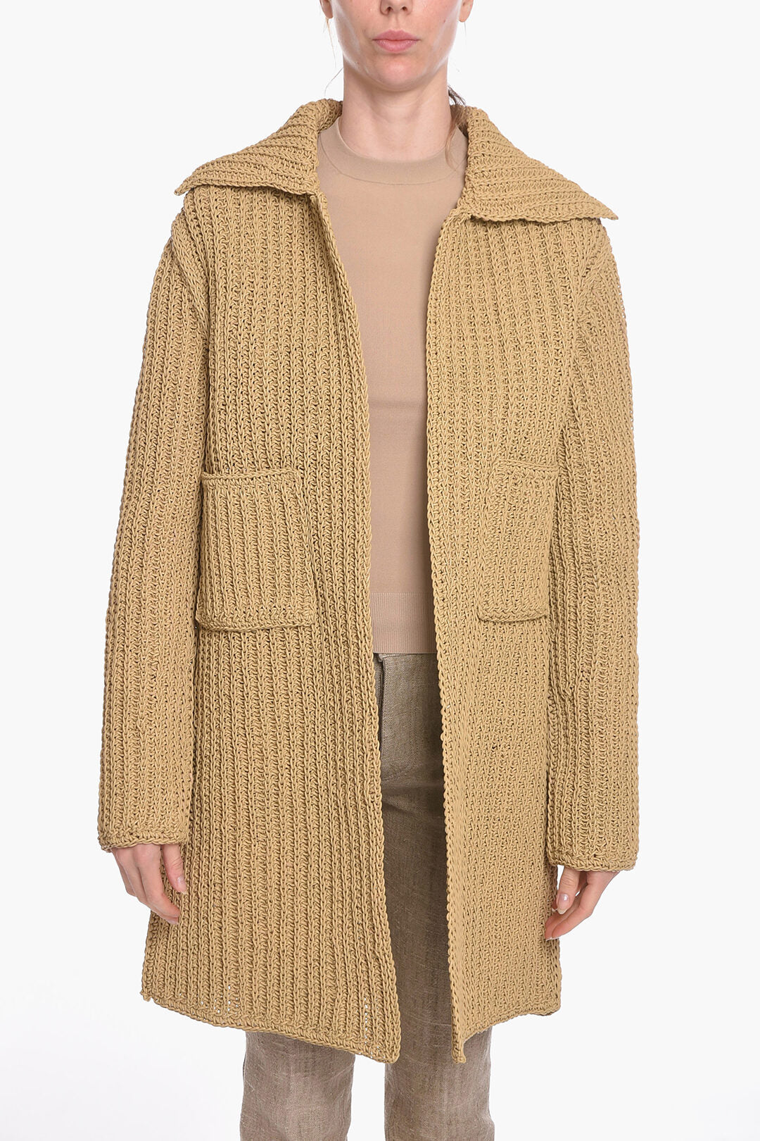 Bottega Veneta 2500~SALON 01 Leather-Knit Coat