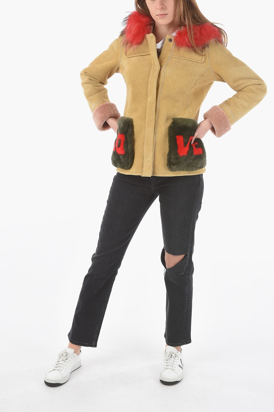 History Repeats 2500~Shearling Jacket with Fur Pockets, view 4