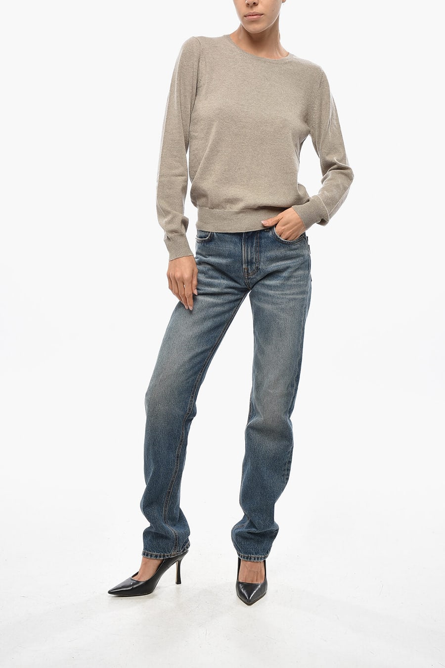 Malo 2500~Virgin Wool and Cashmere Crewneck Sweater, view 4