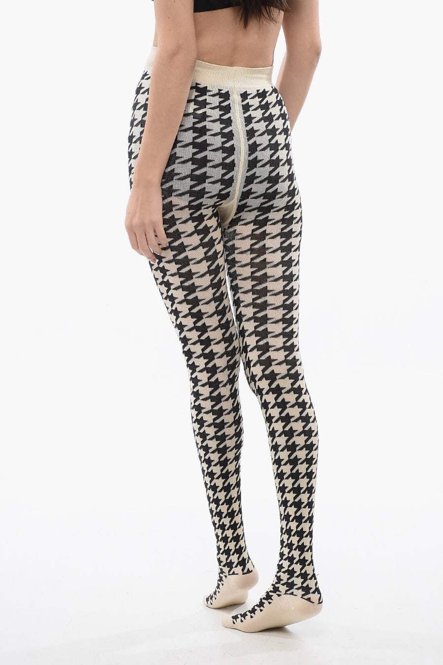 Burberry 2550~Cotton-Blend Socks with Houndstooth Pattern, view 2