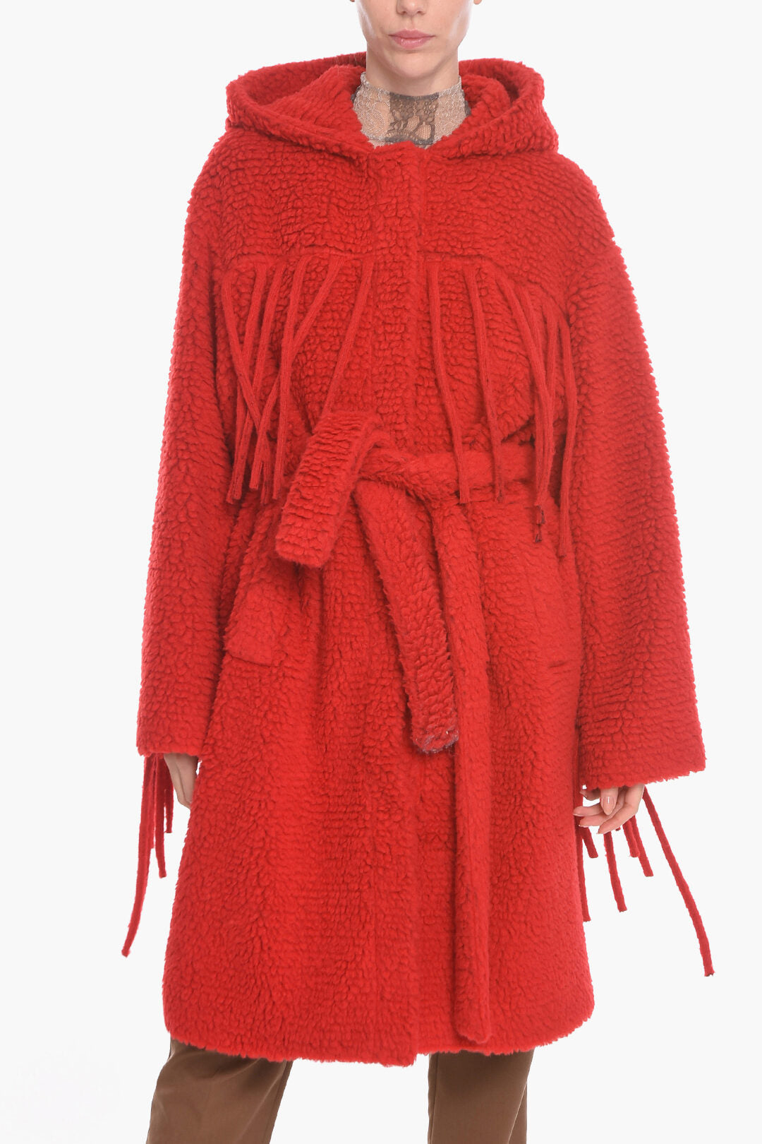 Stella McCartney 2550~Teddy Coat with Fringes and Belt