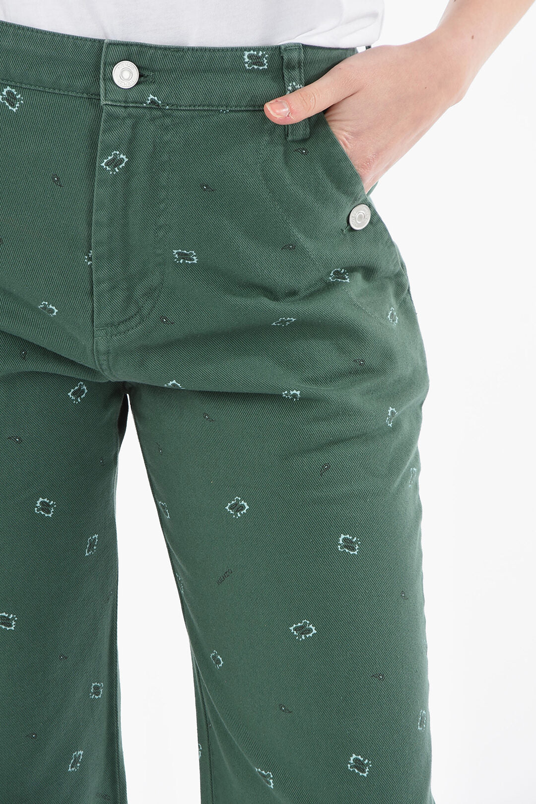 Kenzo 2850~High-waisted Denim Pants with BANDANA Print 18cm