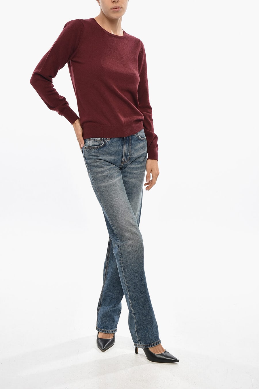 Malo 2900~Wool and Cashmere Crewneck Sweater, view 4