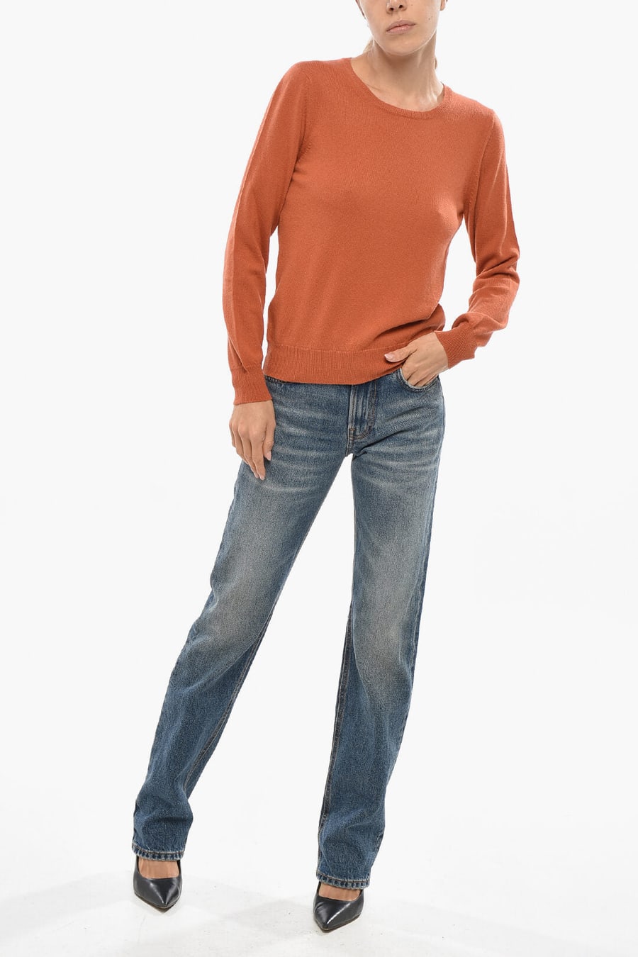 Malo 2950~Virgin Wool and Cashmere Crewneck Sweater, view 4