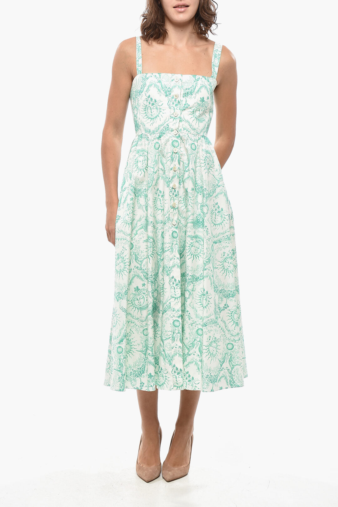 Dior 3000~Flared Cotton-Blend Shirt Dress With Azulejo Print