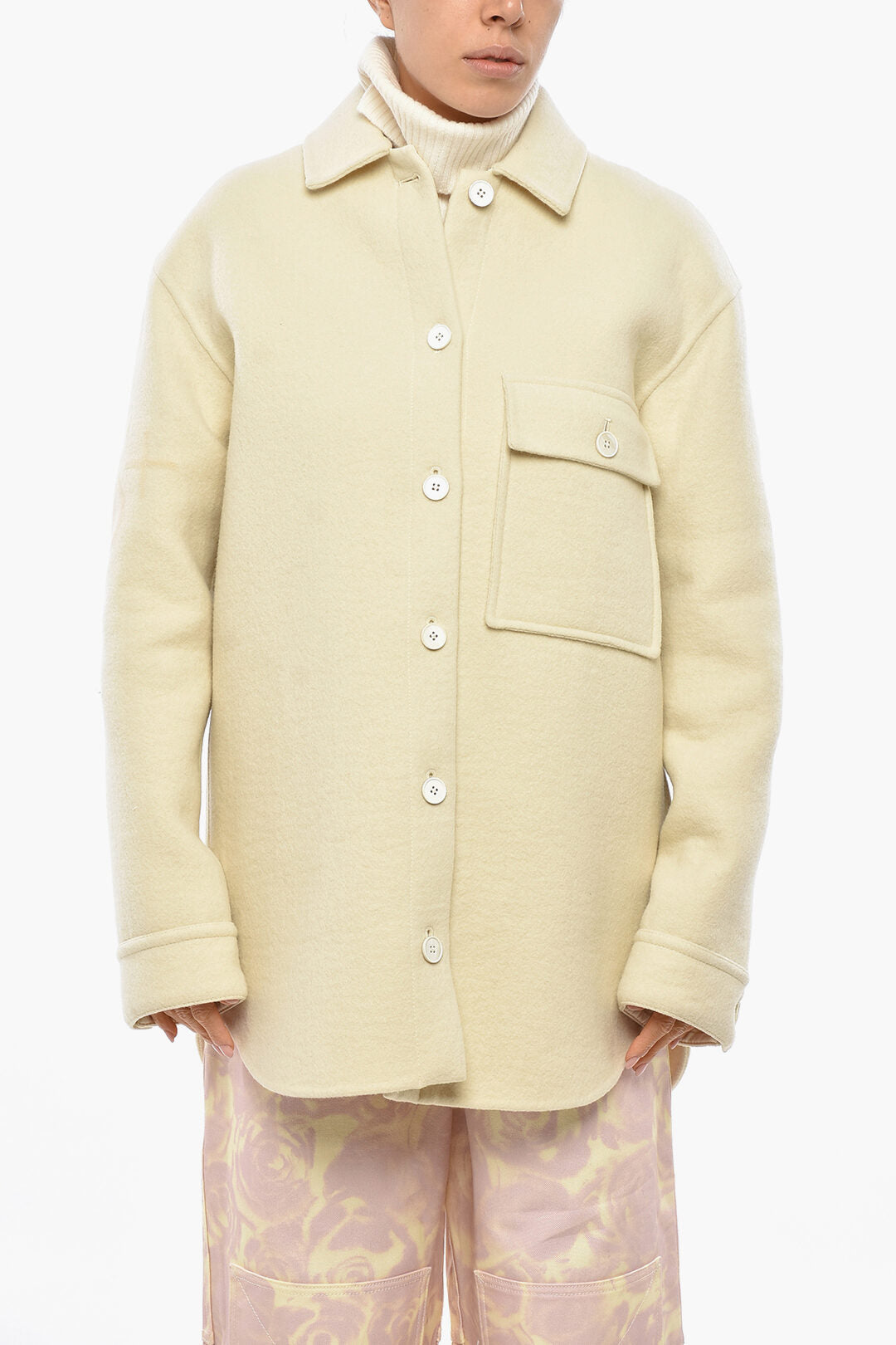Jil Sander 3000~Oversized Virgin Wool Coat With Patch Pocket