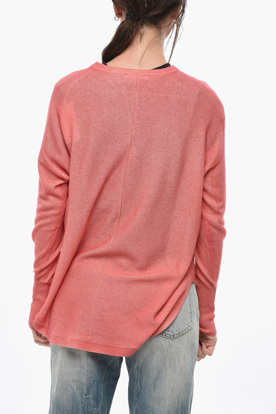 Oliver Lattughi 3050~Cashmere Crewneck Sweater SUNSET with Asymmetric Design, view 2