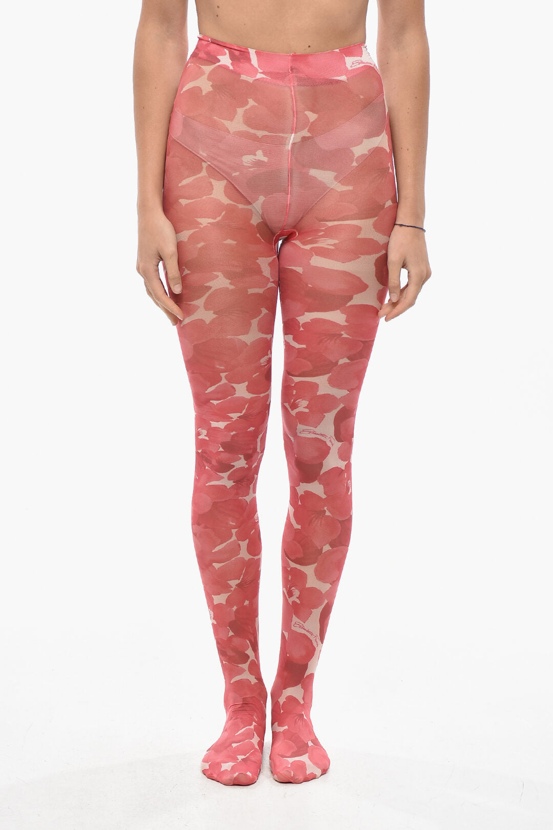 Elisabetta Franchi 3050~Logo Tights with Floral Motif