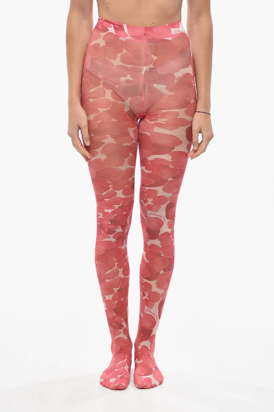 Elisabetta Franchi 3050~Logo Tights with Floral Motif