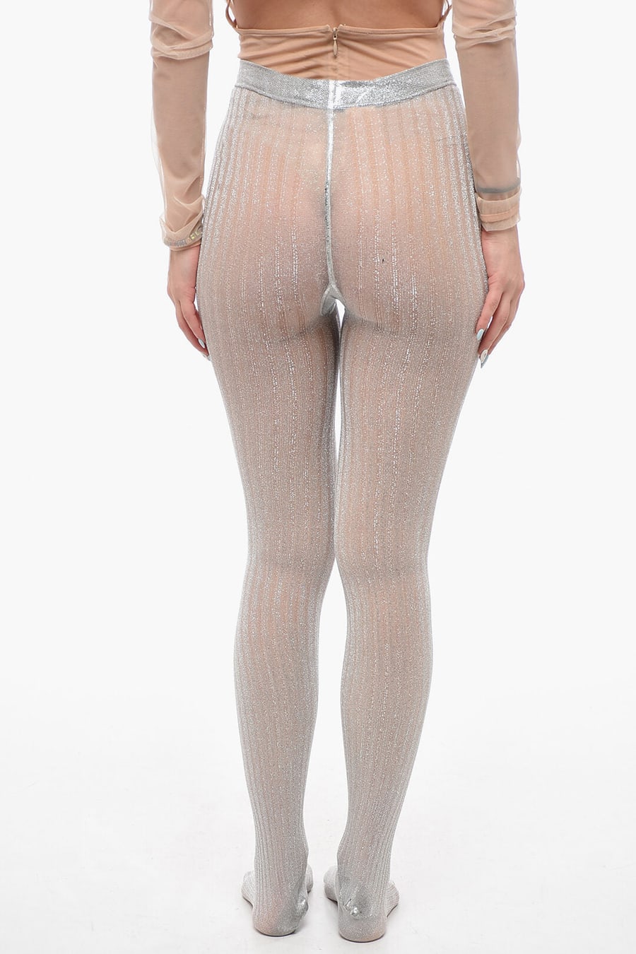 Prada 3050~Lurex Ribbed Socks, view 2
