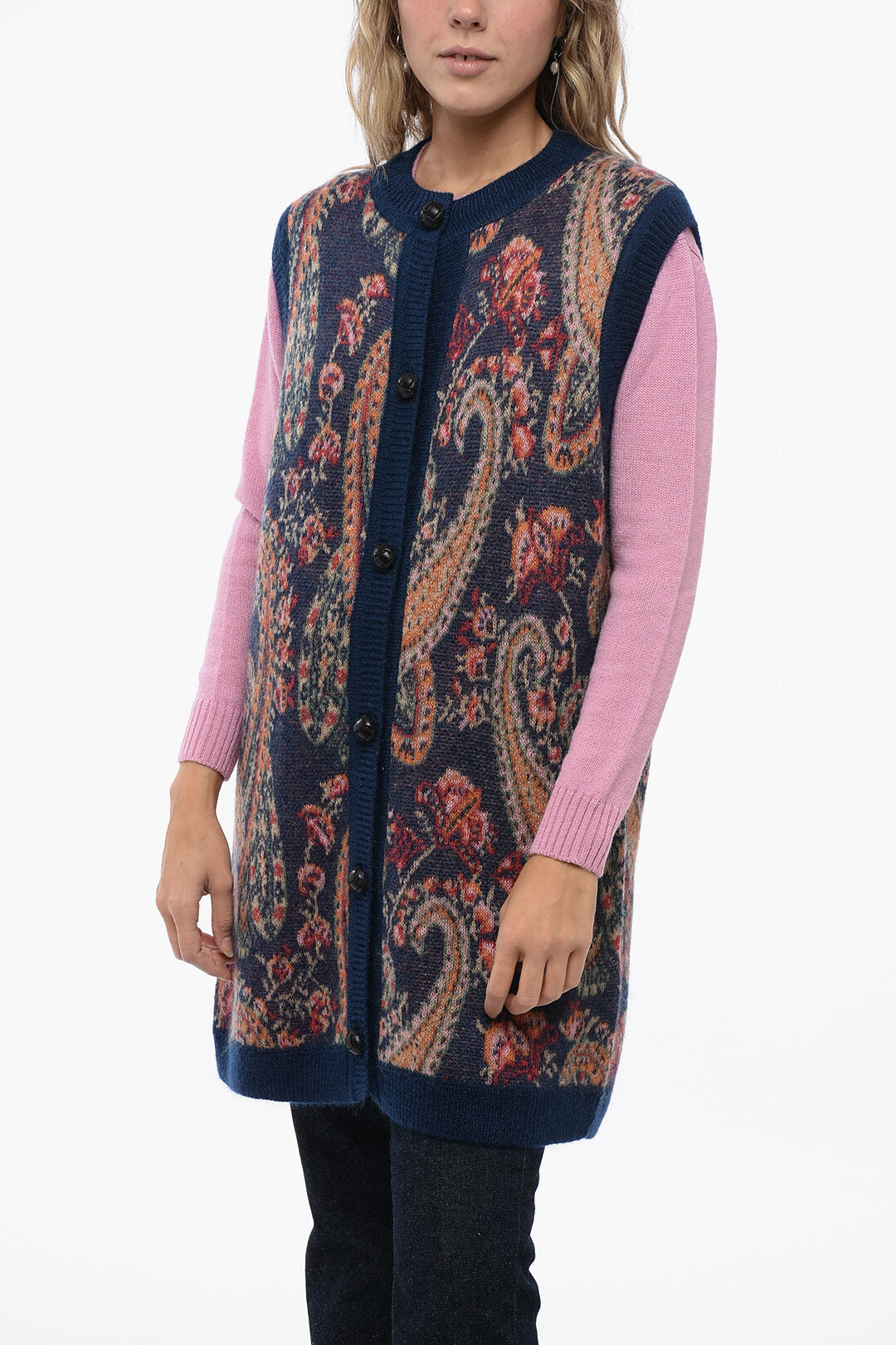 Etro 3250~Maxi Buttoned Gilet with Paisley Motif