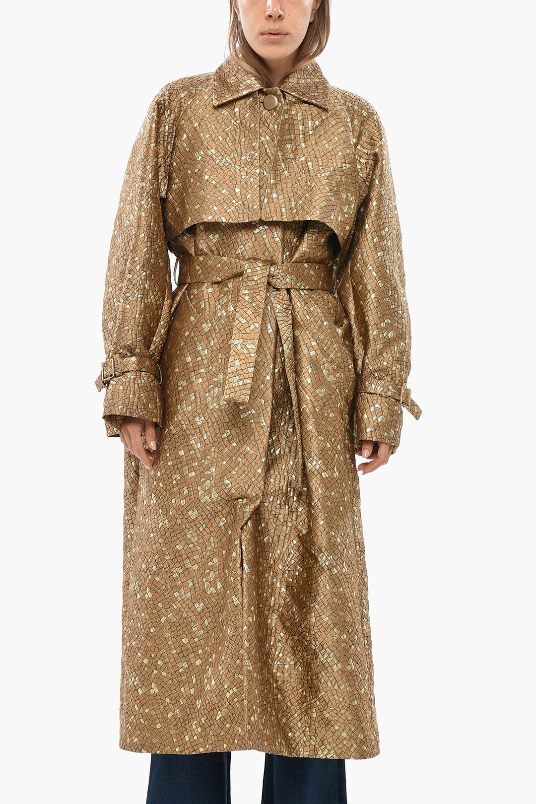 Max Mara 3300~ATELIER Jacquard Coat SALSA with Belt