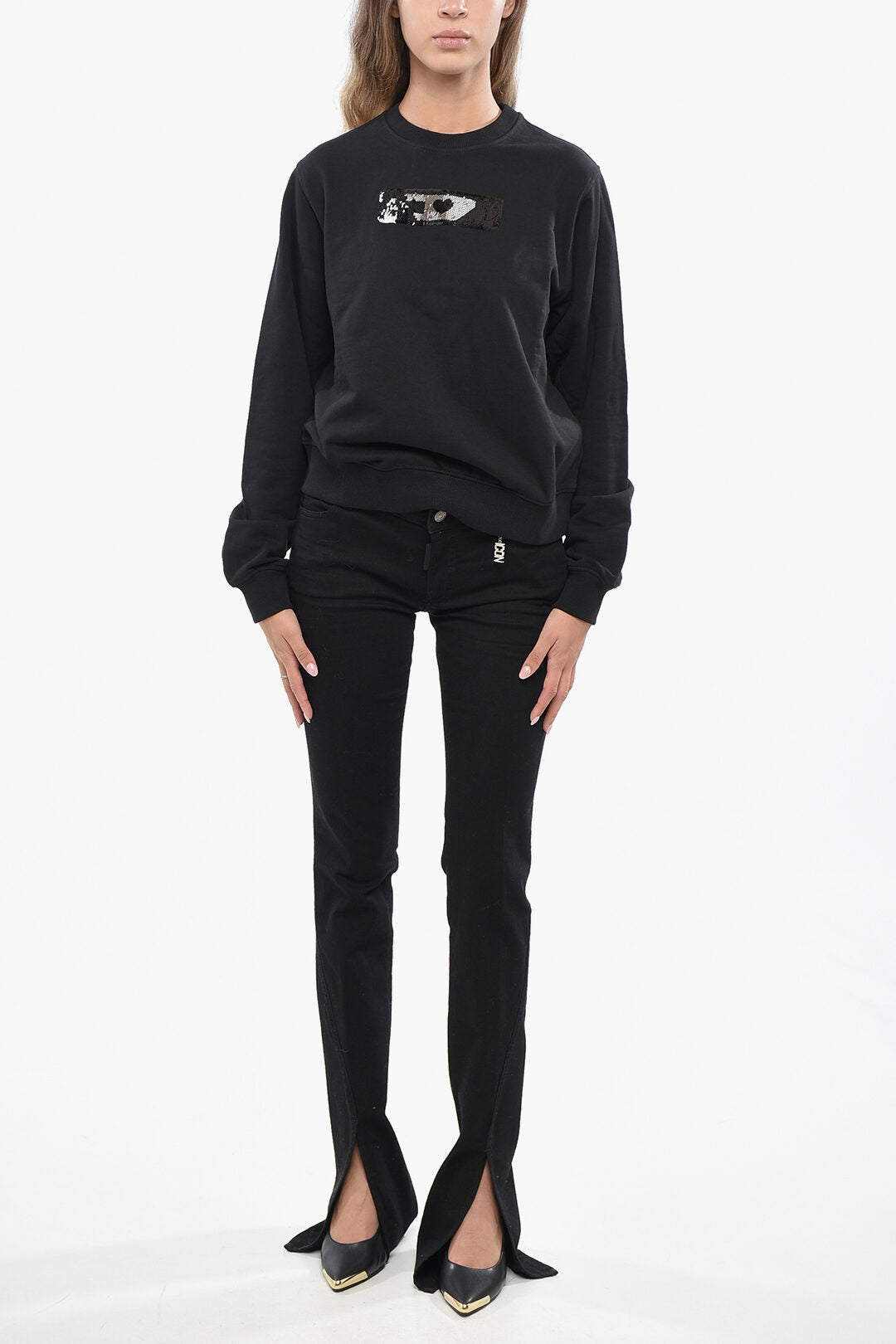 Diesel 3500~Brushed Cotton Crew-Neck Sweatshirt F-REGGY with Sequin Detail