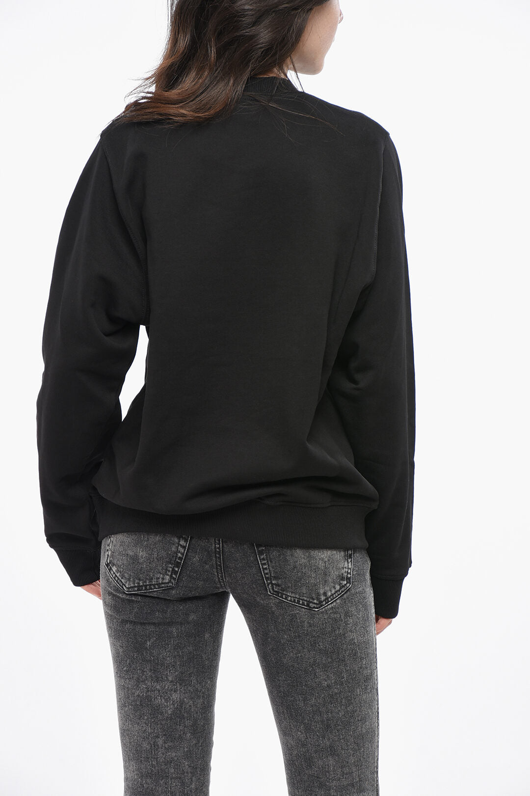 Diesel 3500~Brushed Cotton Crewneck Sweatshirt with Lamé Print, view 2