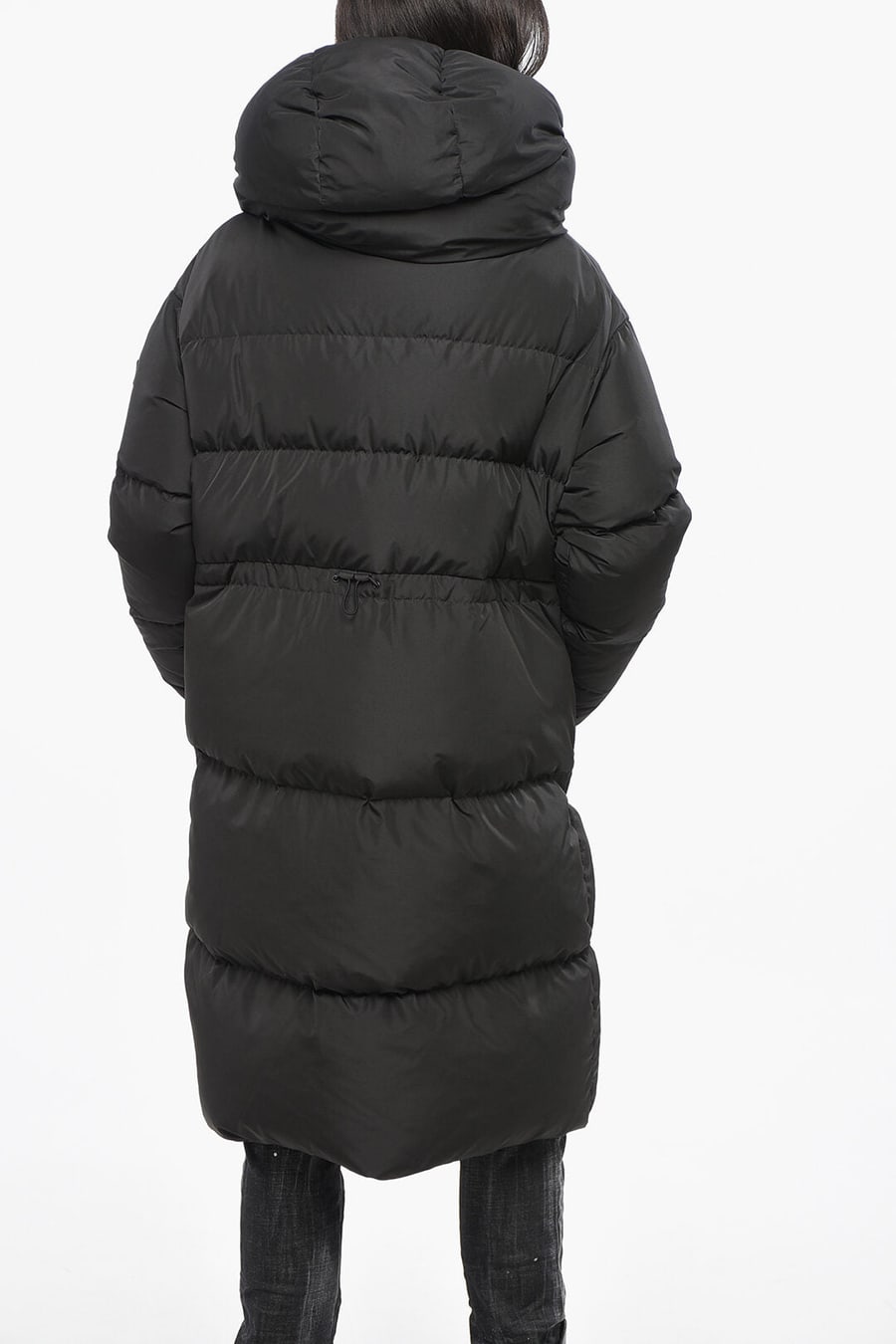 Bacon 3500~Long Down Jacket CLOUD105 with Hood and Adjustable Drawstrings, view 2