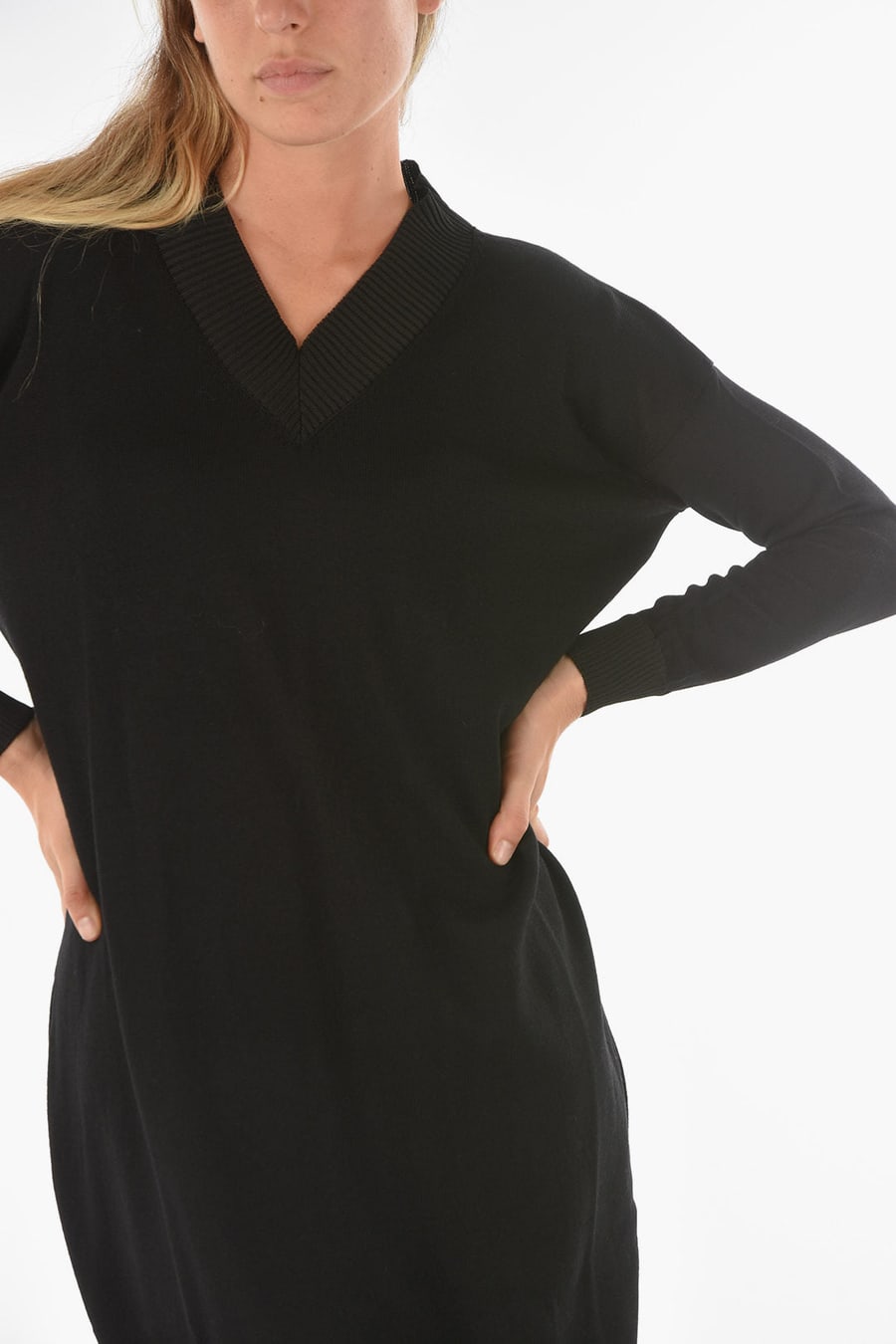 Ixos 3500~Midi Knit Dress SWAPS with V-Neck, view 3