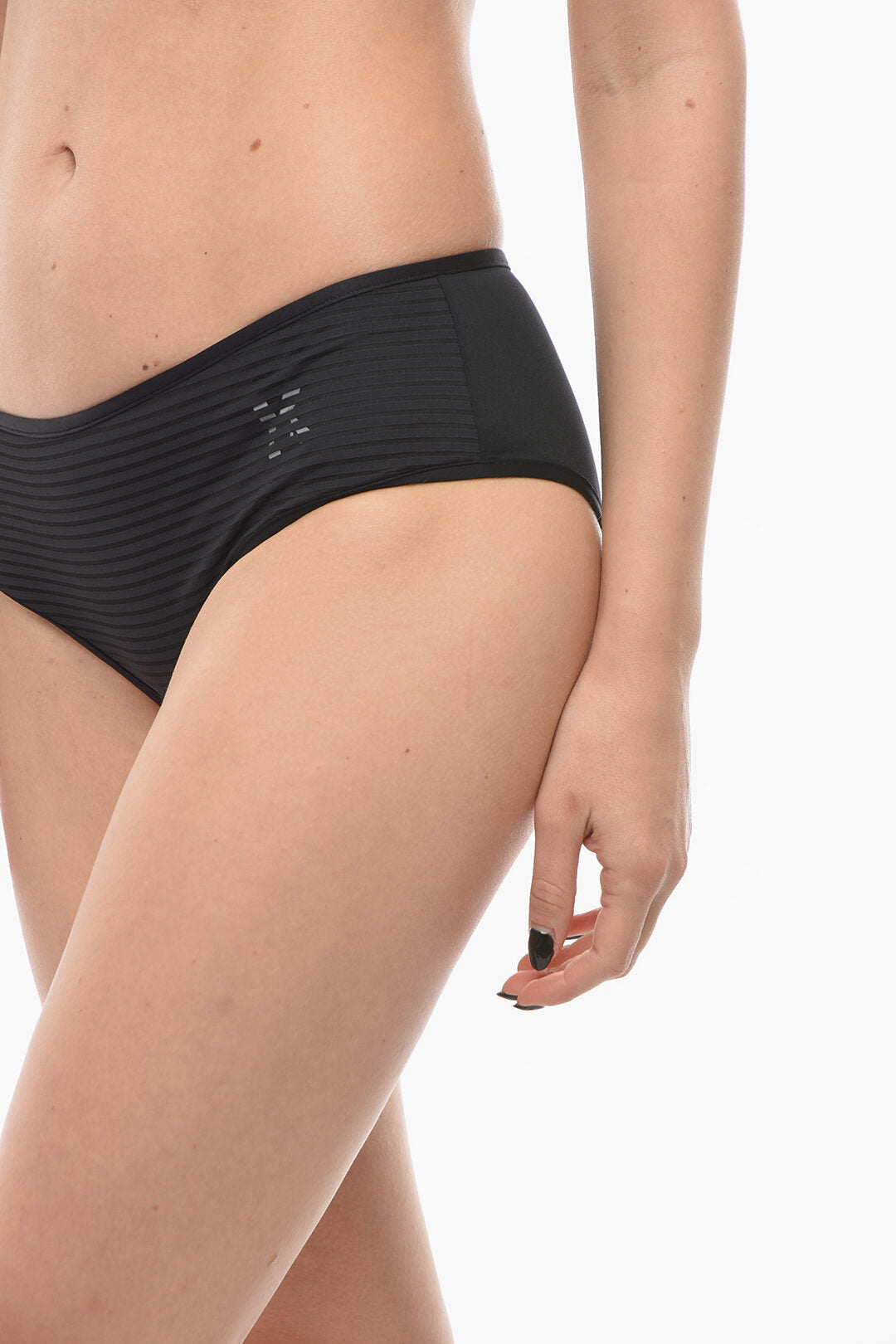 Karl Lagerfeld 3500~Solid-Color Bikini Brief with Stripe Detail