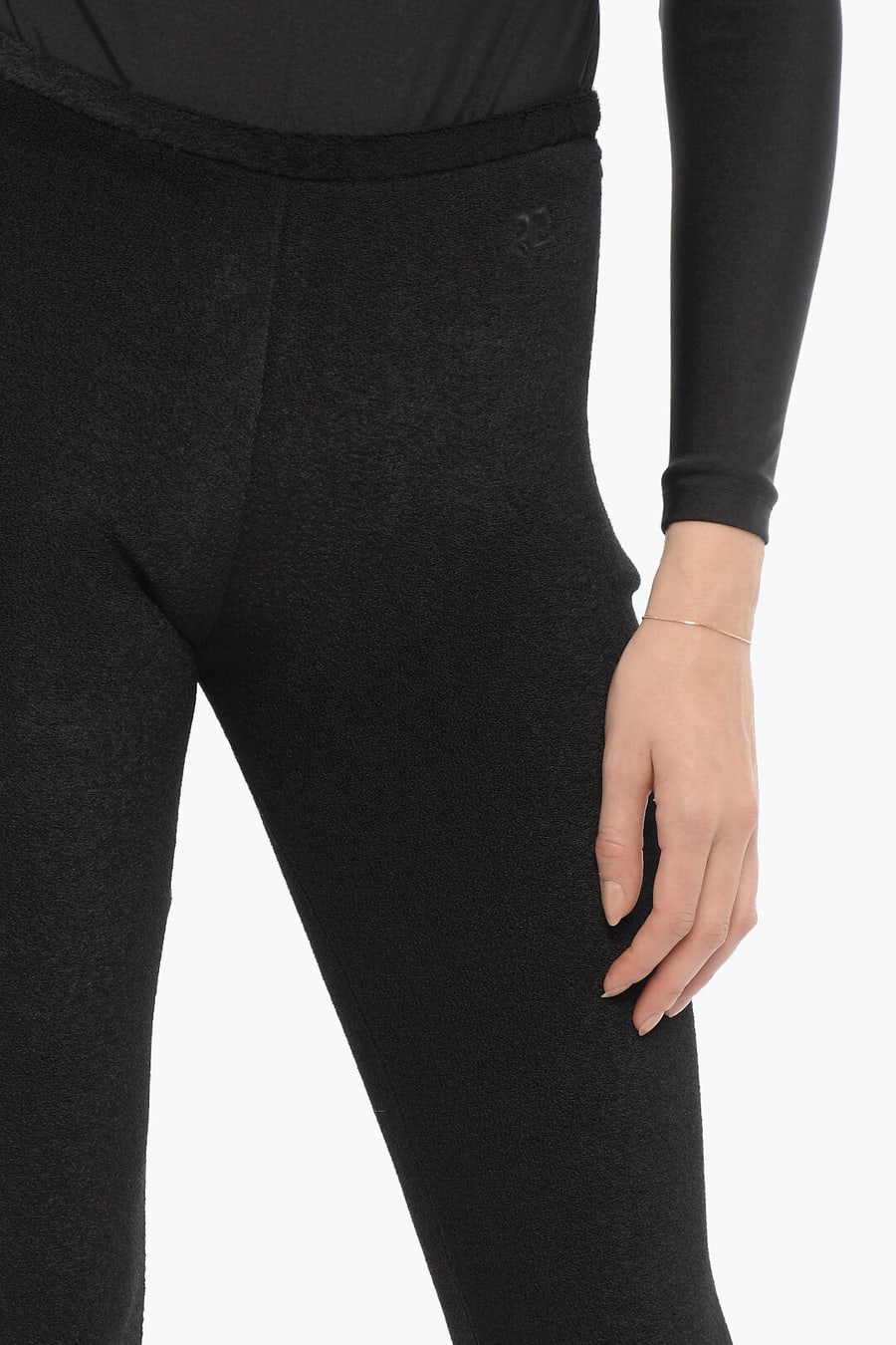 Courreges 3500~Solid-Color Flared Pants With Side Zip, view 3