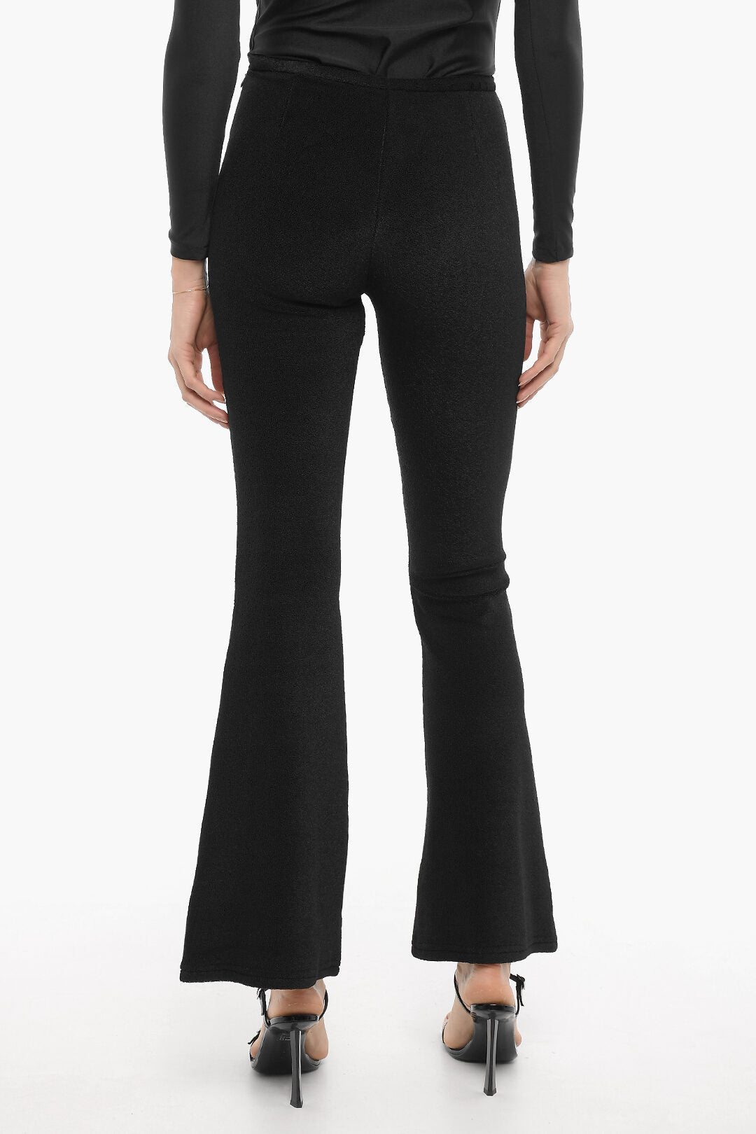 Courreges 3500~Solid-Color Flared Pants With Side Zip, view 2